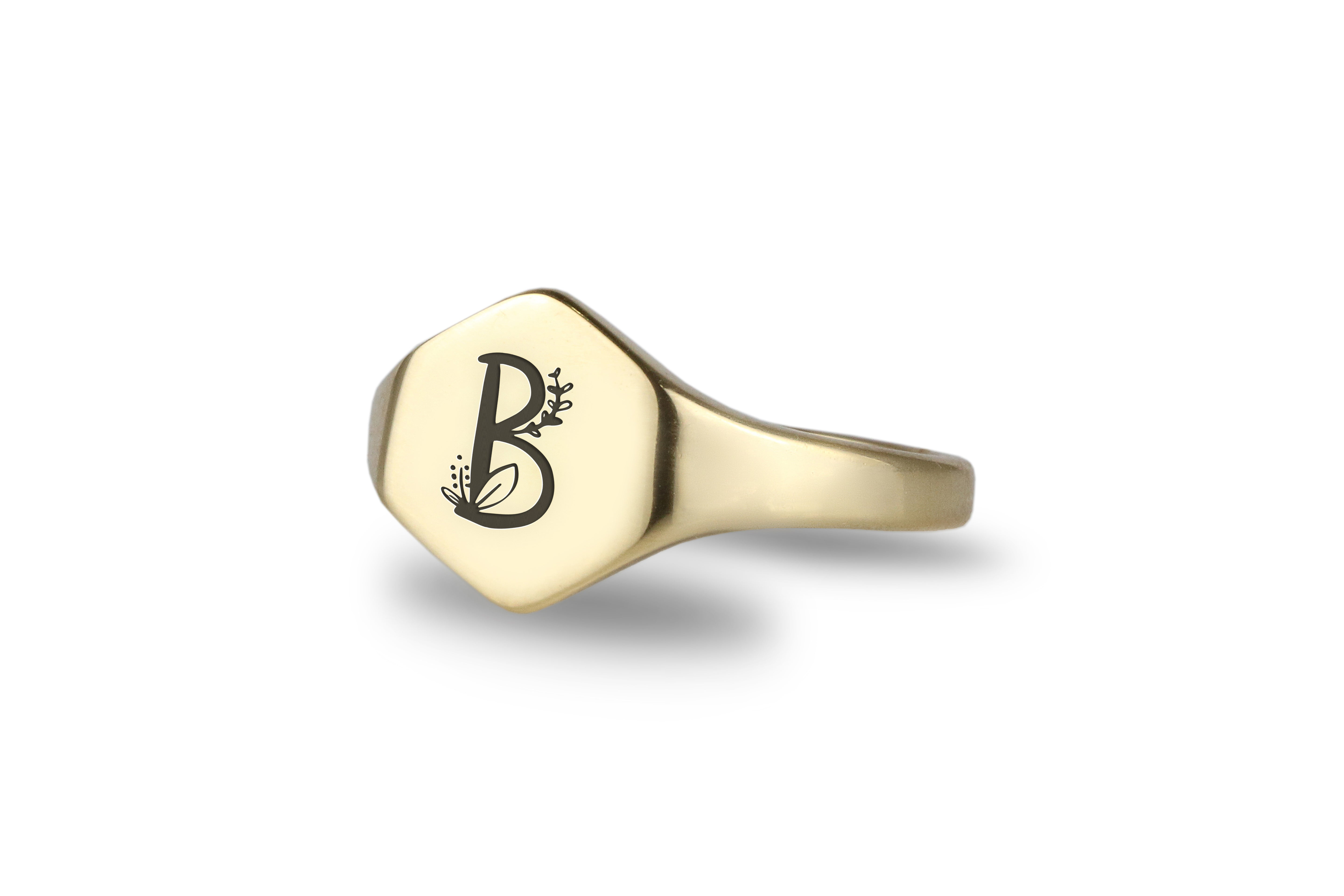Engraved Letter Signet Ring