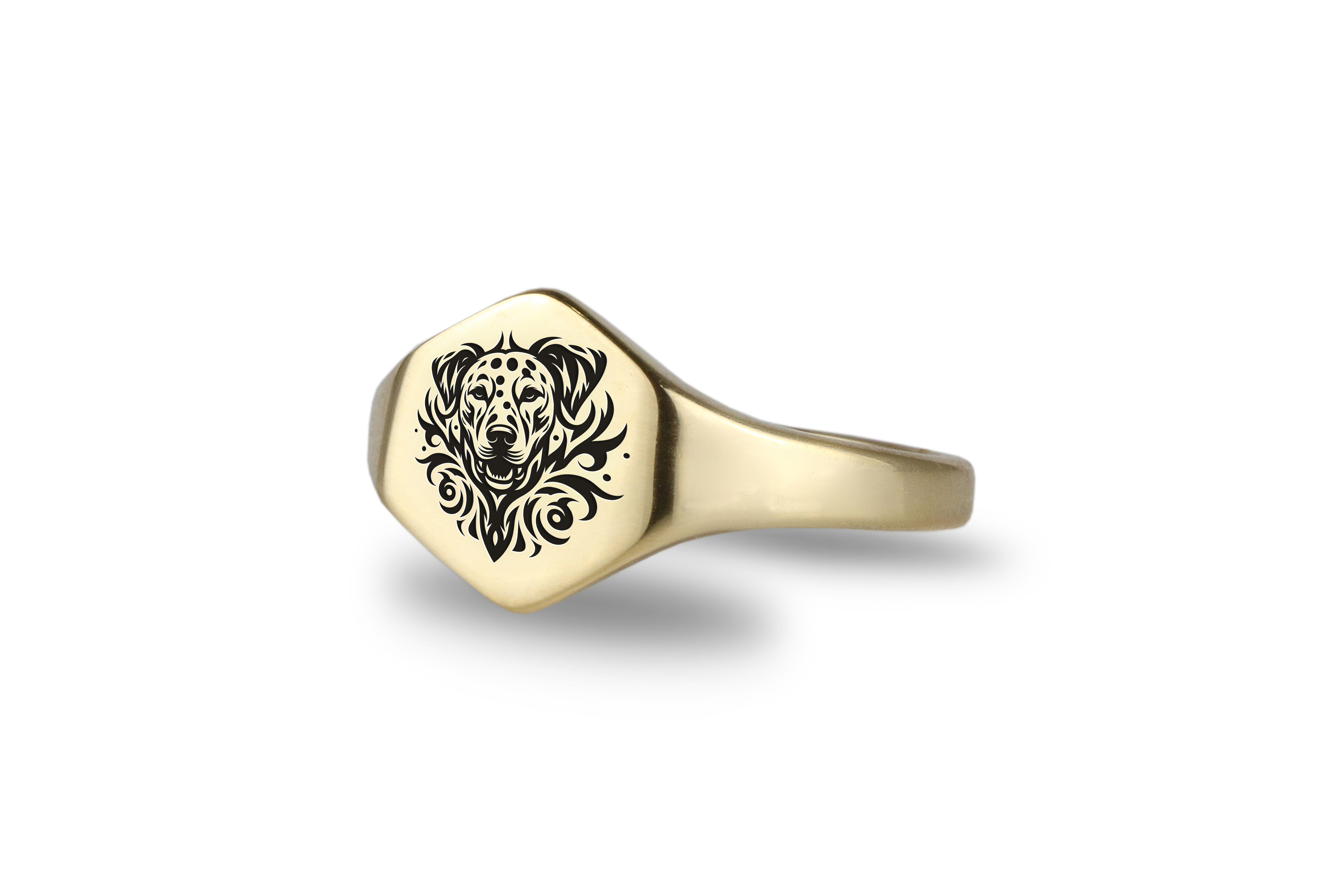 Gold Dalmatian Signet Ring