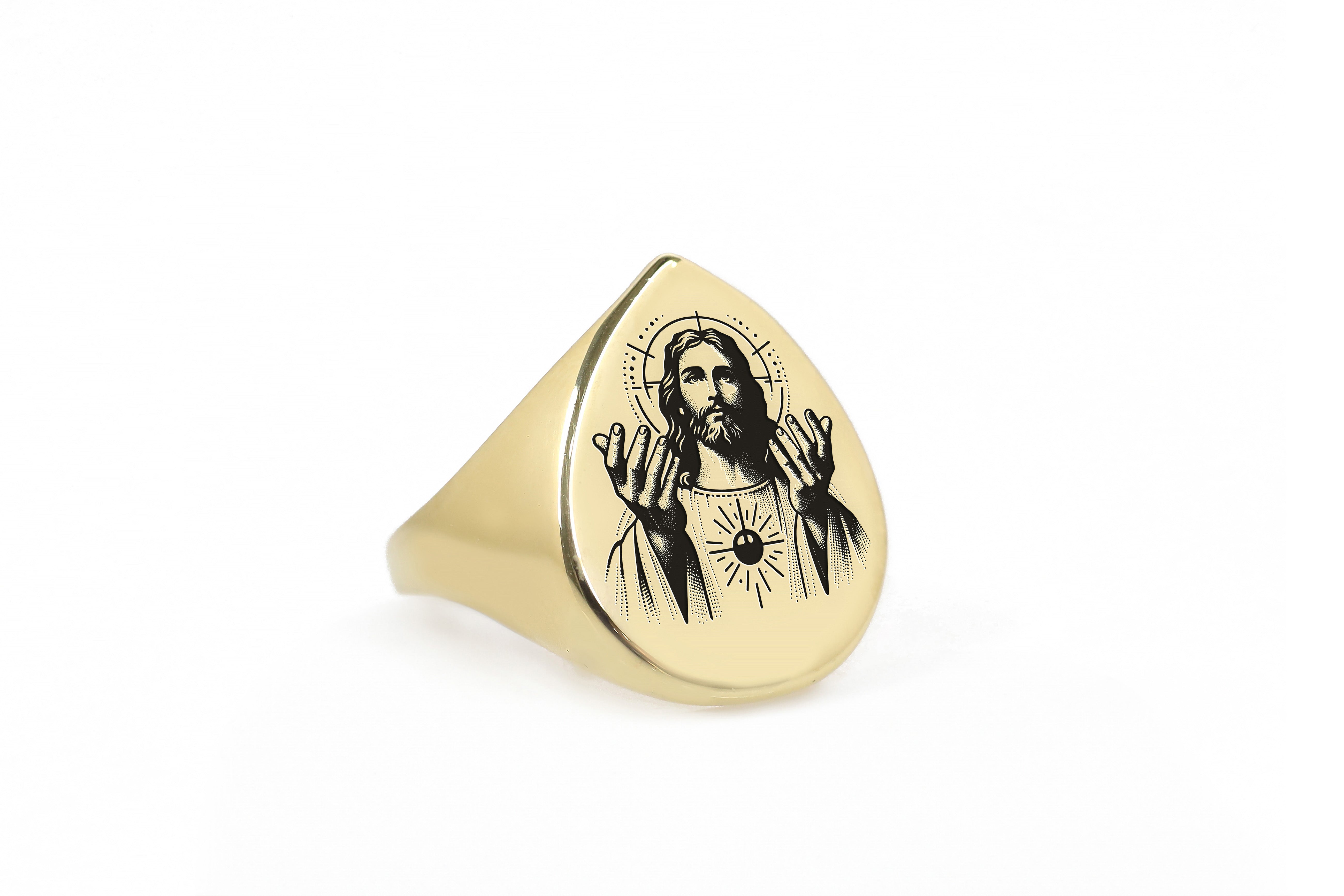 Lord Jesus Gold Signet Ring