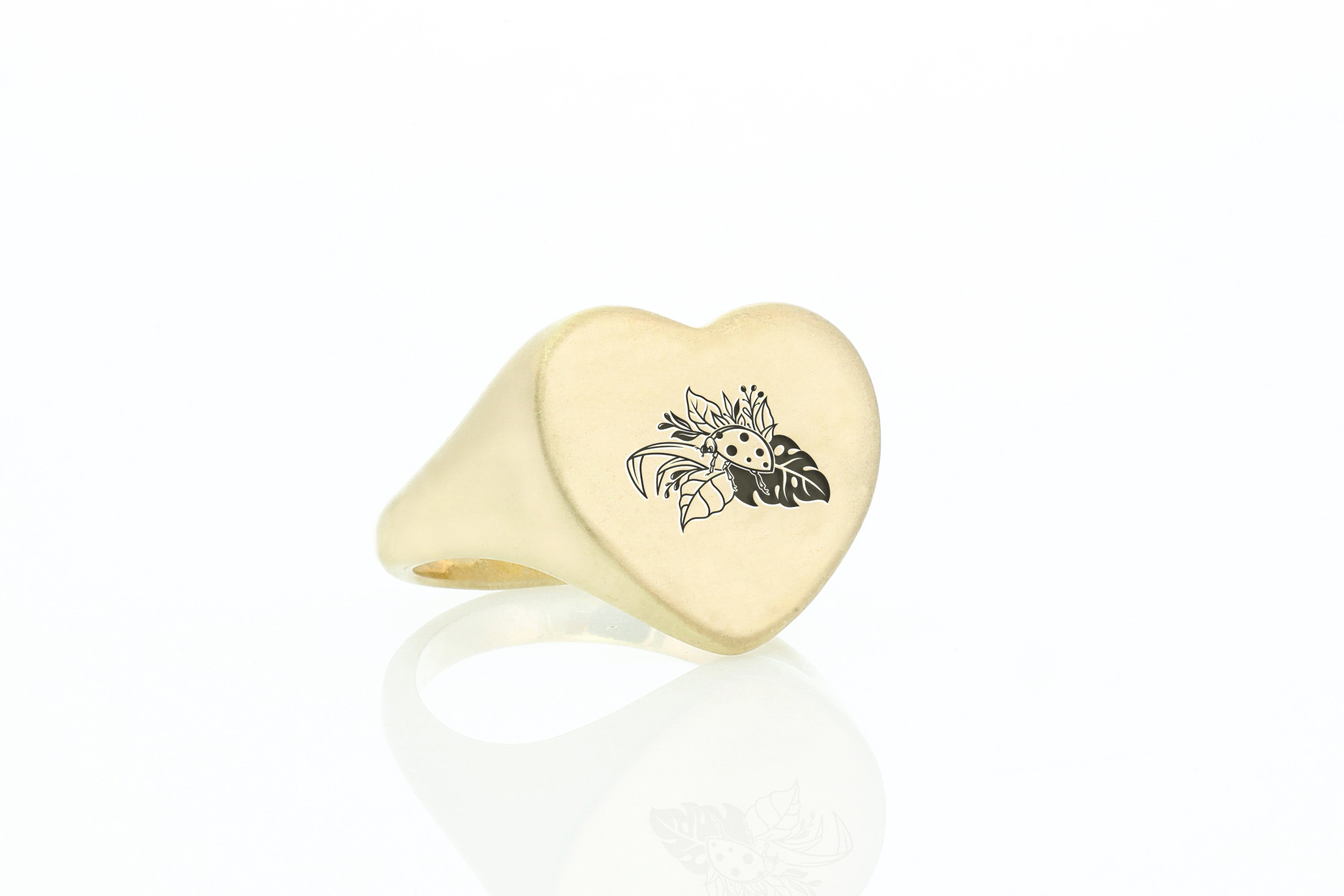 Gold Ladybug Engraved Signet Ring
