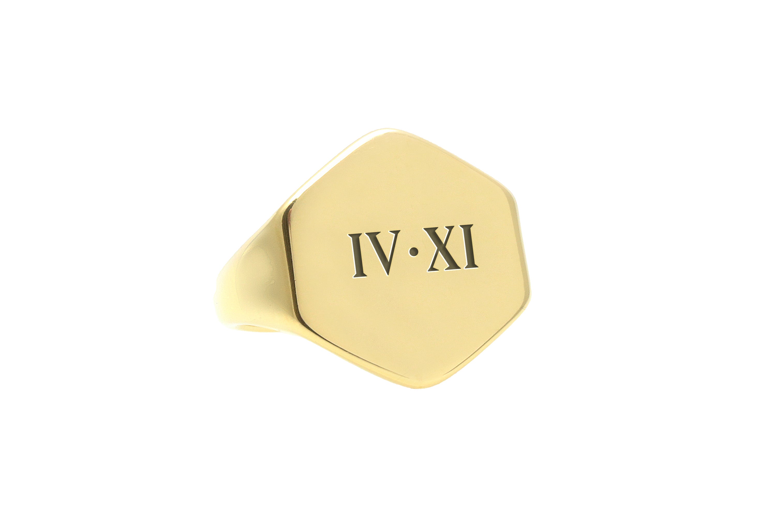 Personalized Roman Numbers Gold Ring