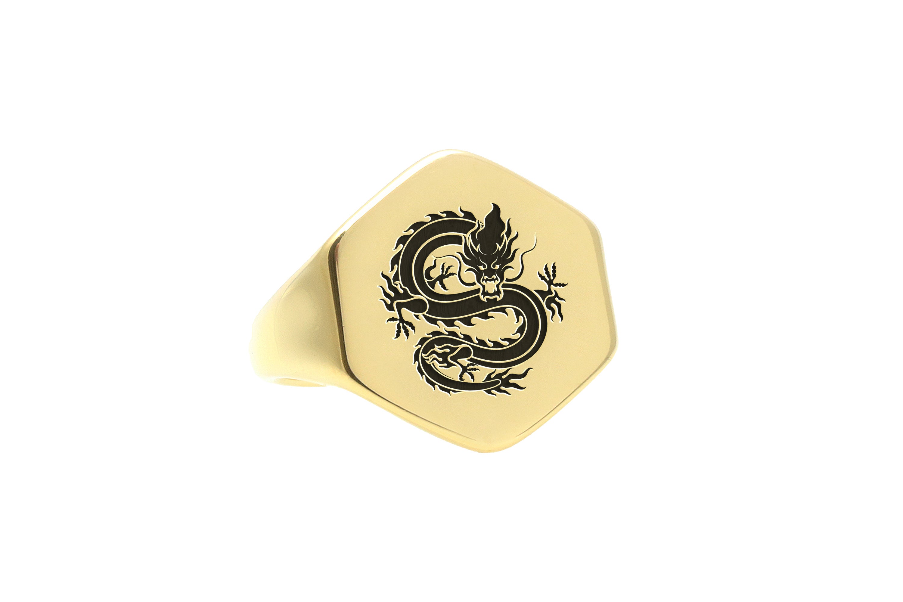14k Gold Dragon Signet Ring