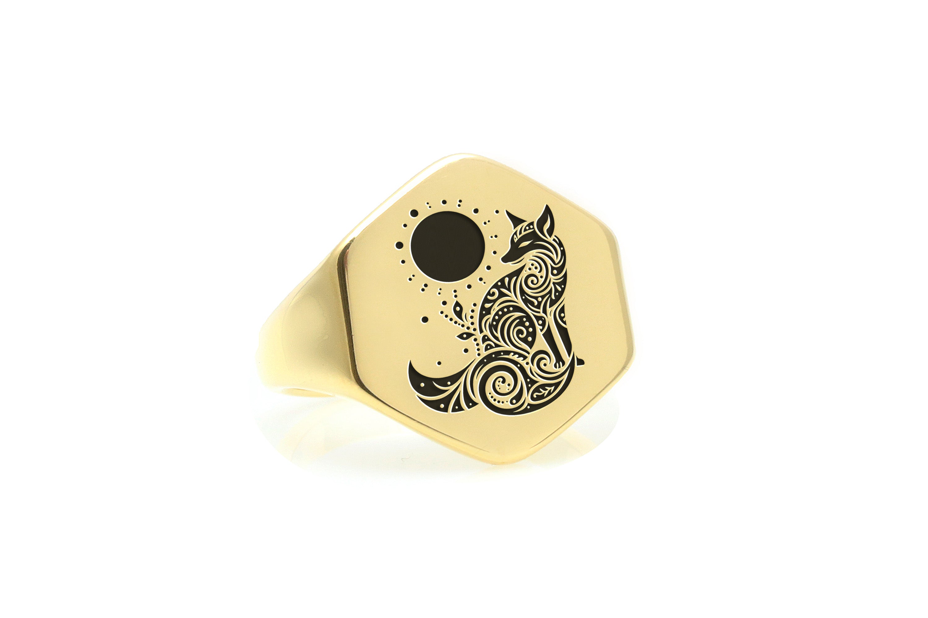 Spiritual Fox Hexagon Ring