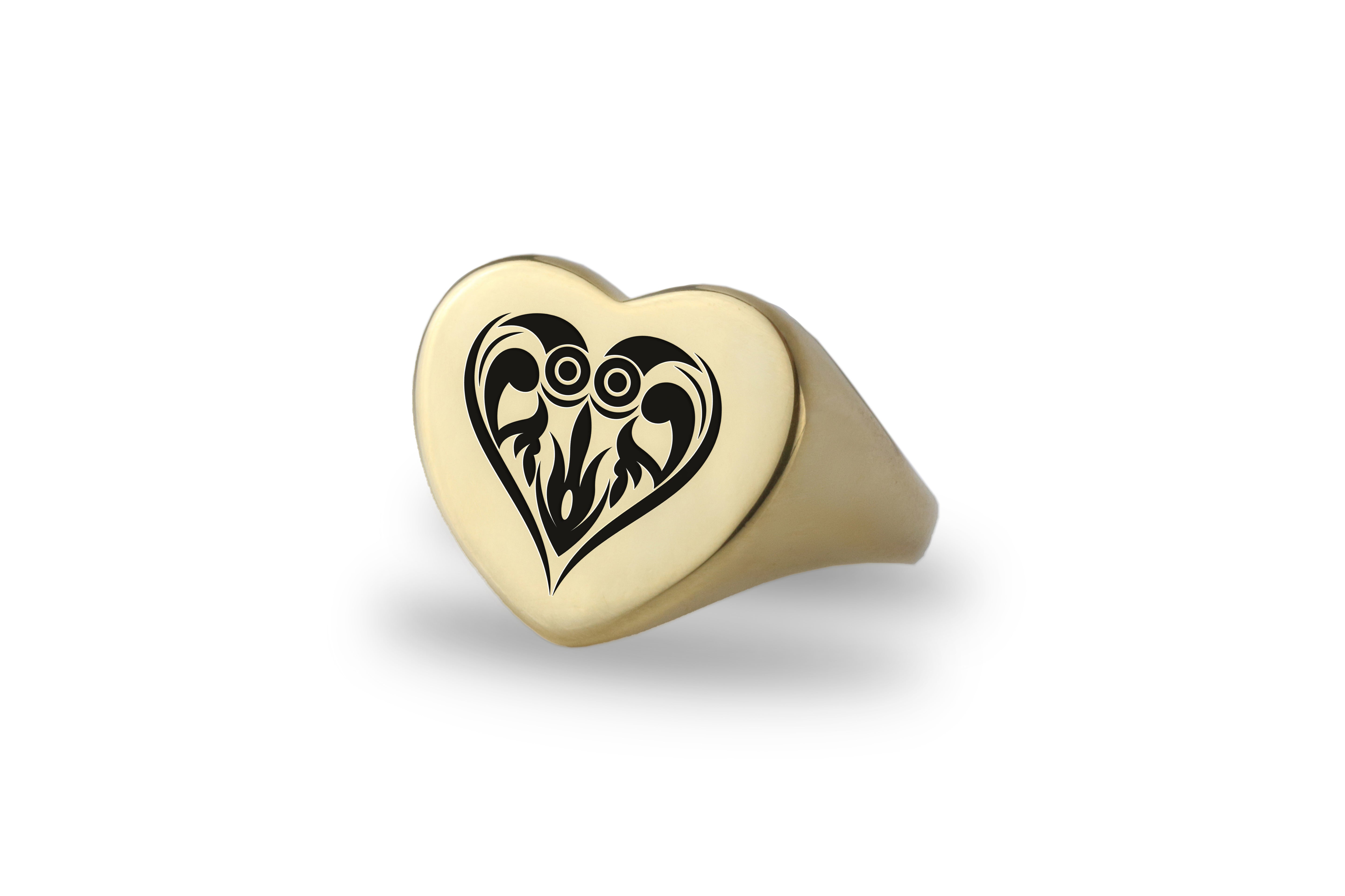 14k Gold Poker Heart Signet Ring