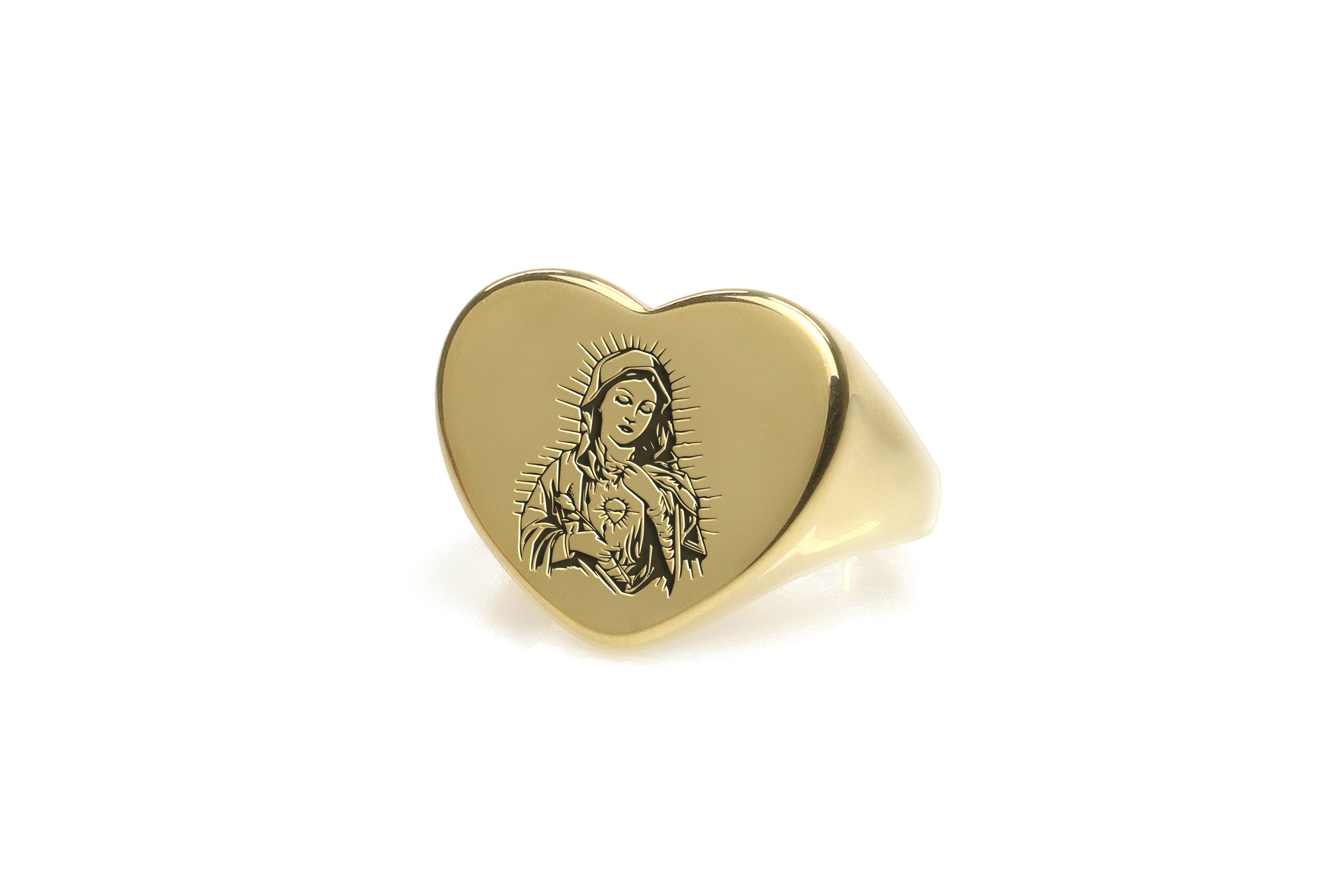 Engraved Virgin Mary Ring