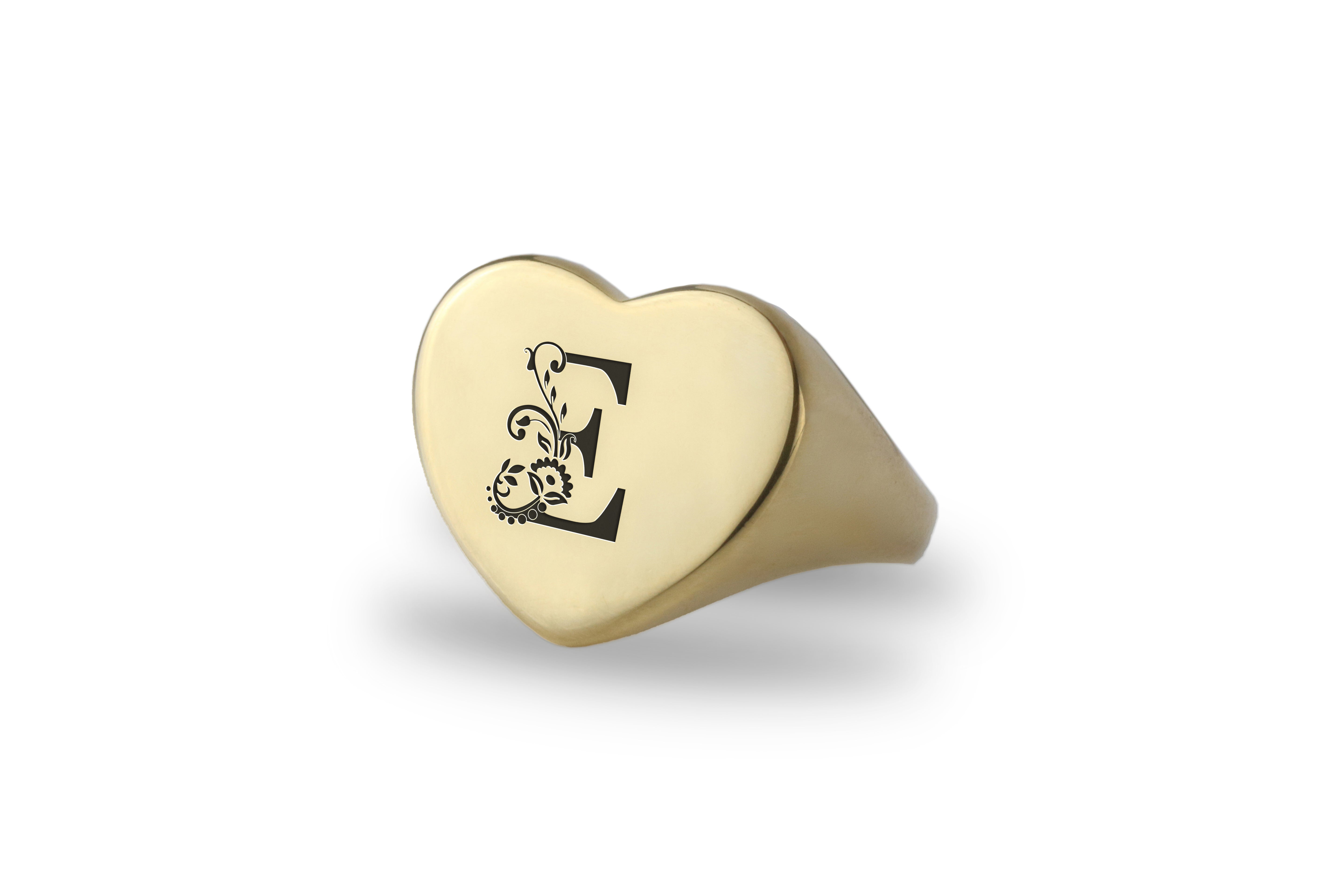 14k Gold Letter Signet Ring