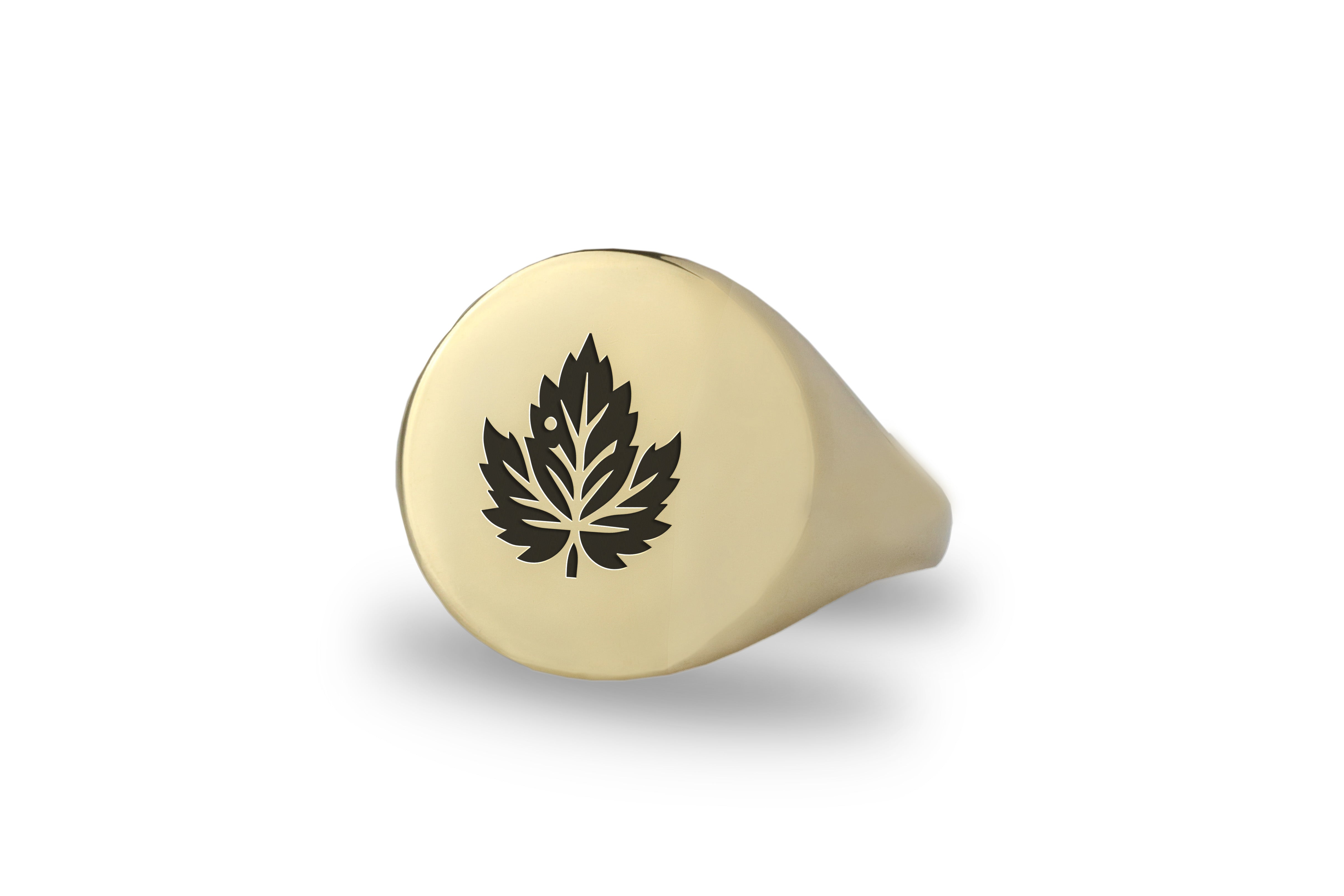 Engraved Leaf Signet Ring
