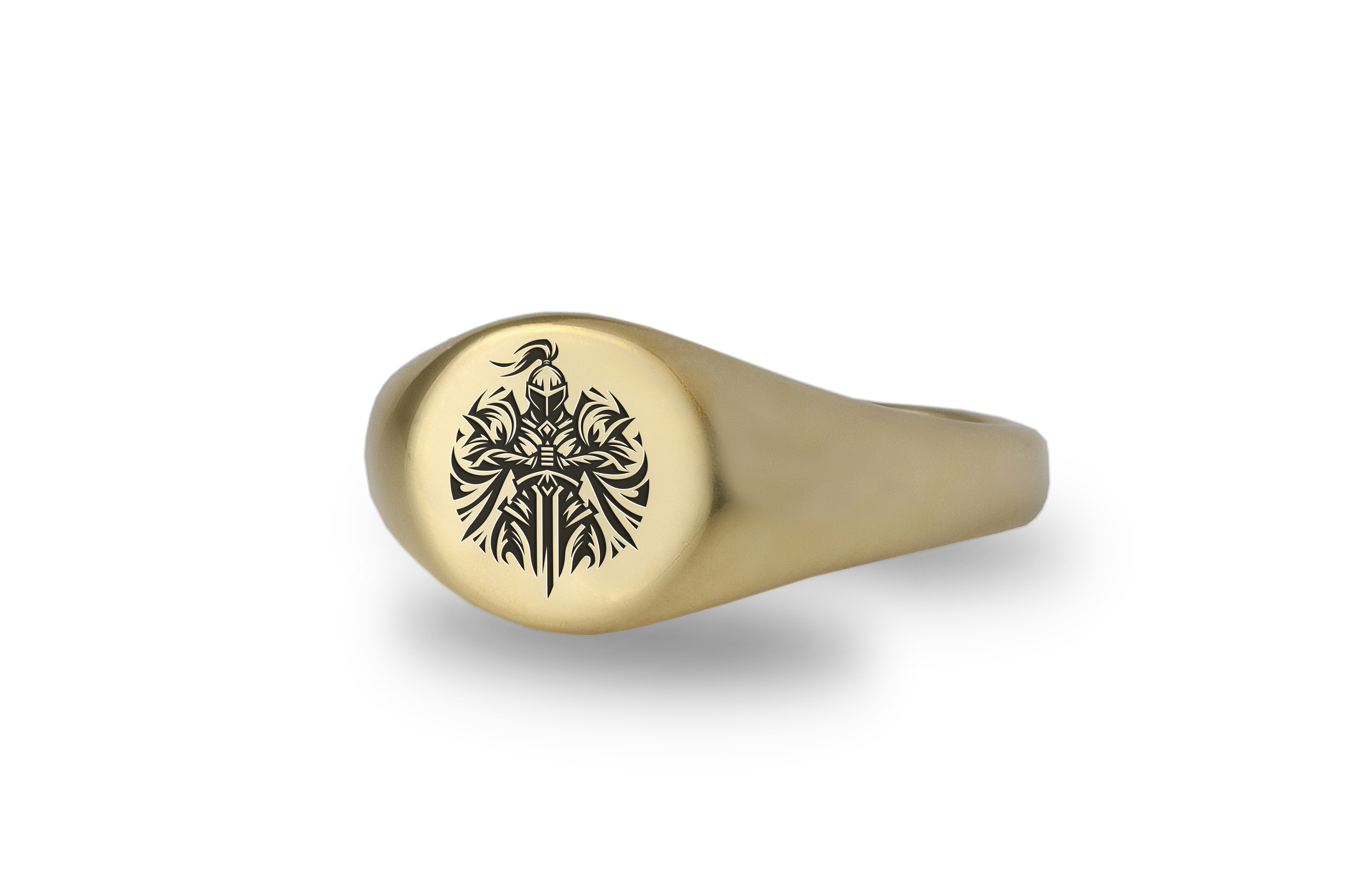 14k Gold Knight Signet Ring