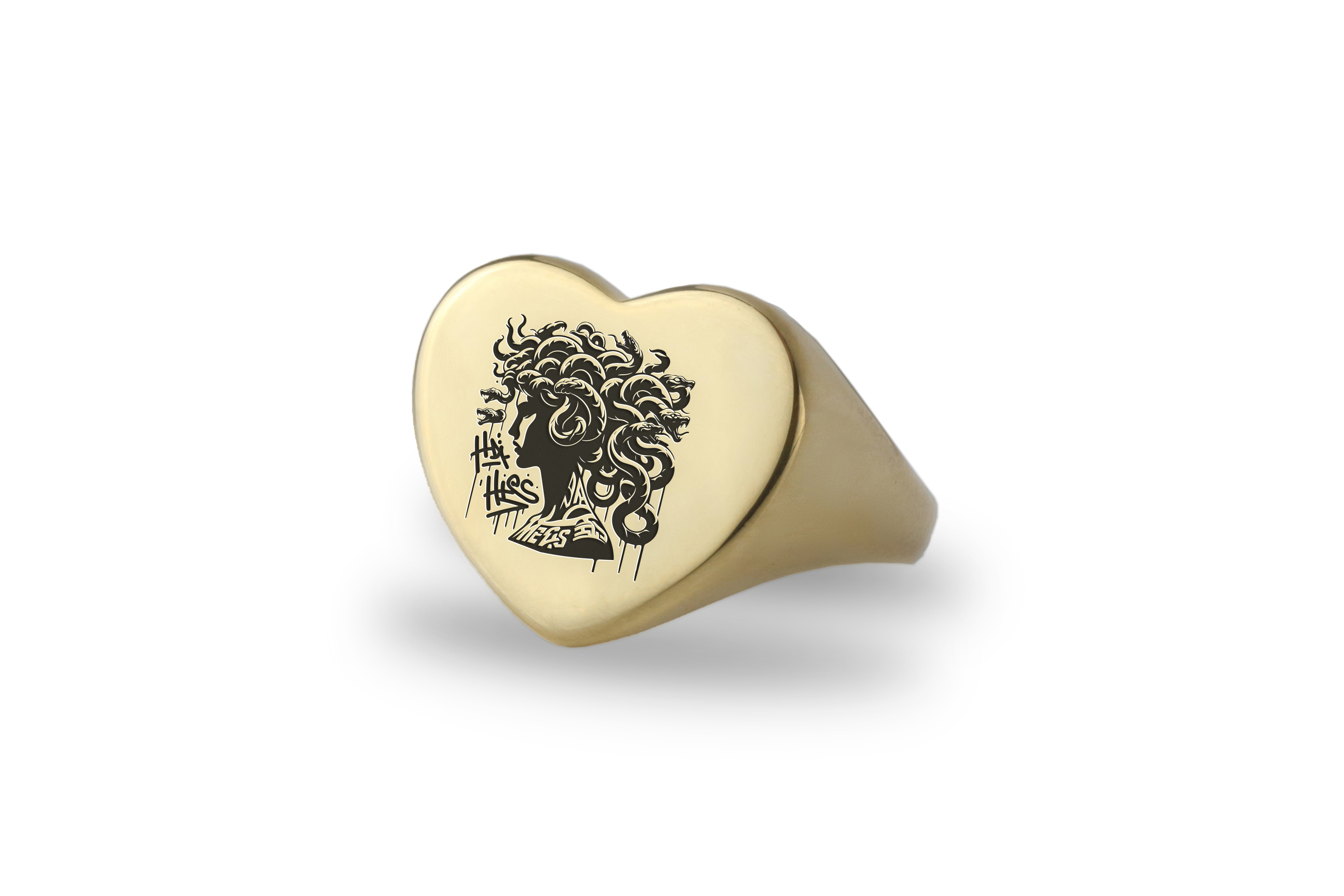 14k Gold Medusa Signet Ring