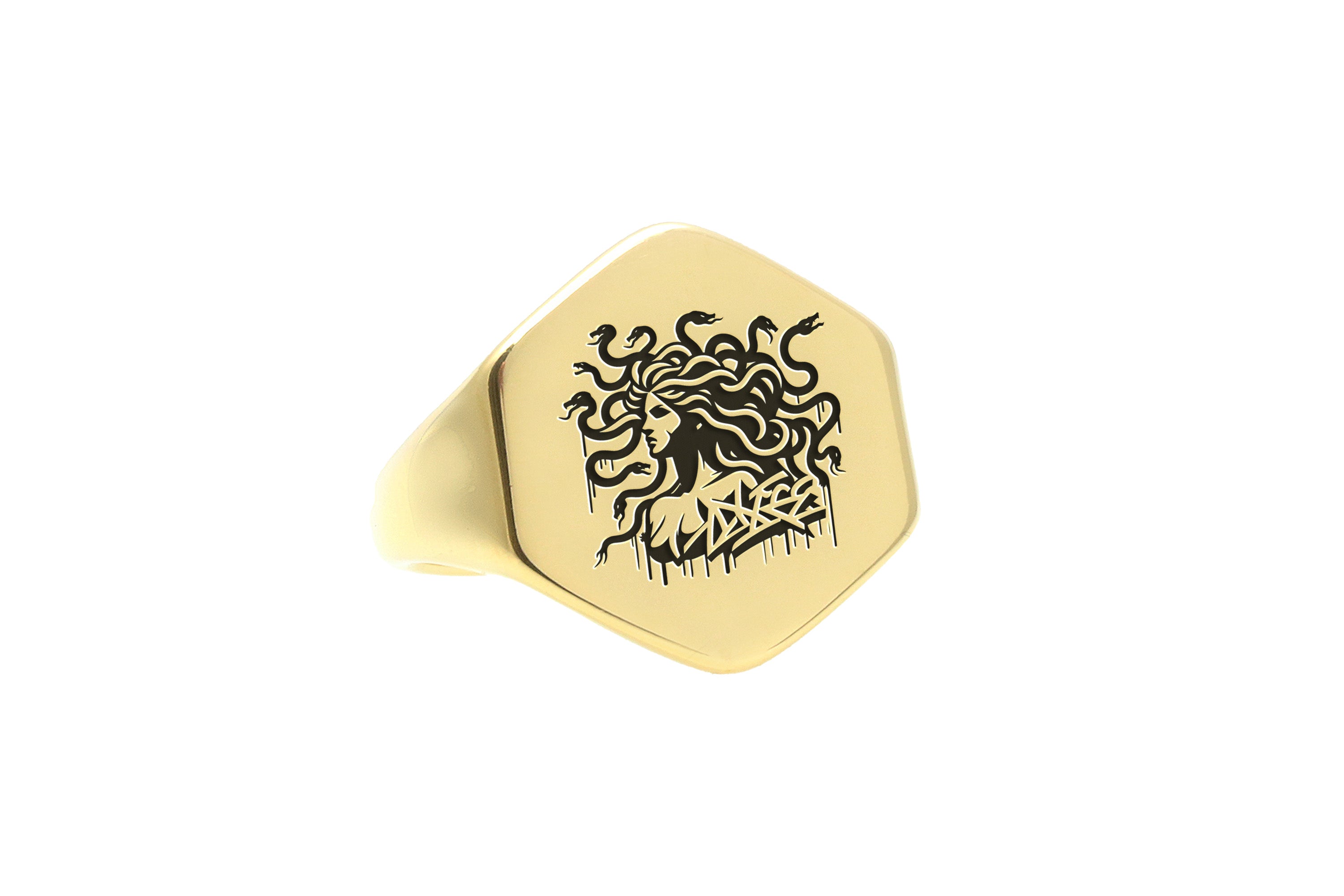 Engraved Medusa Gold Ring