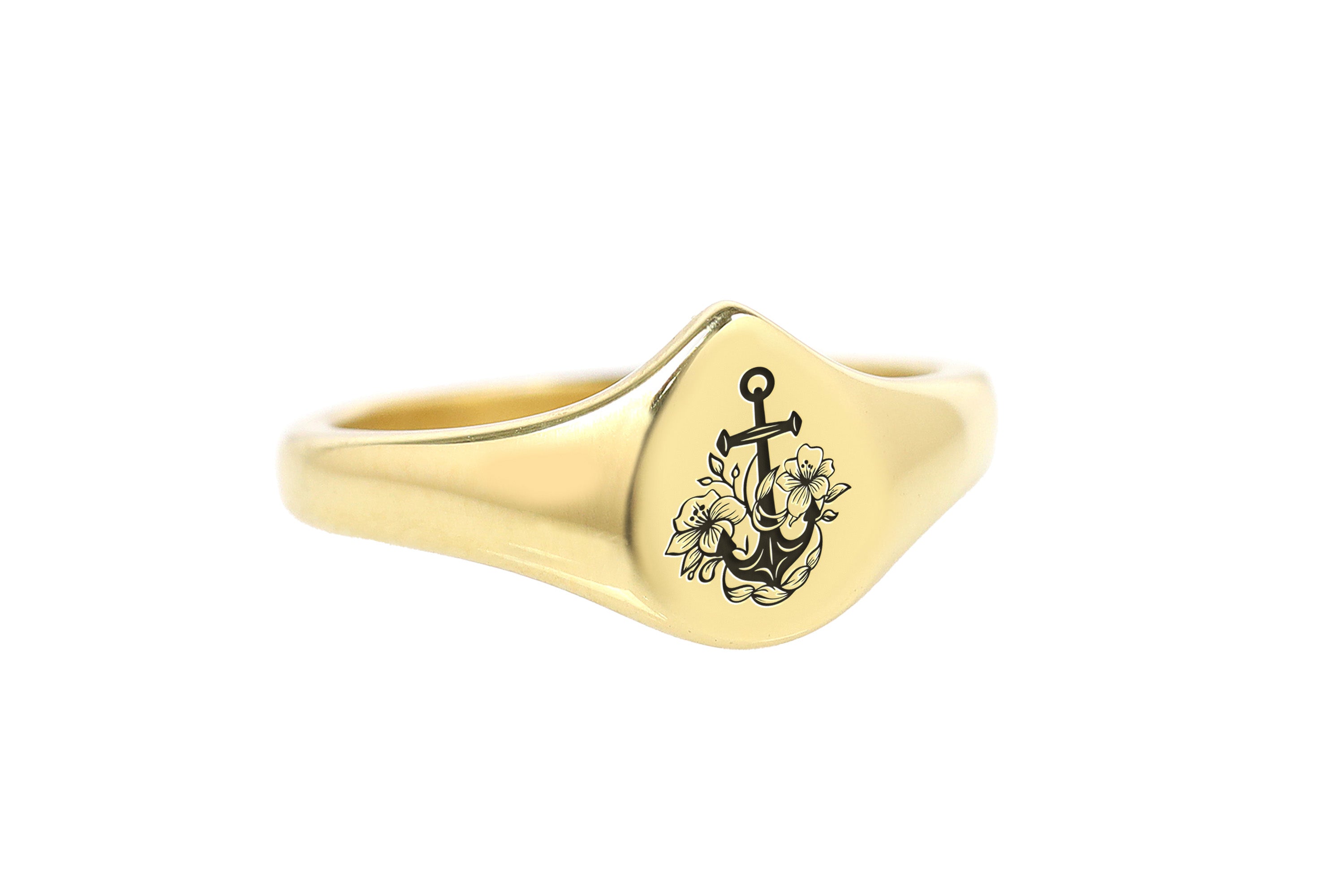 Gold Anchor Signet Ring