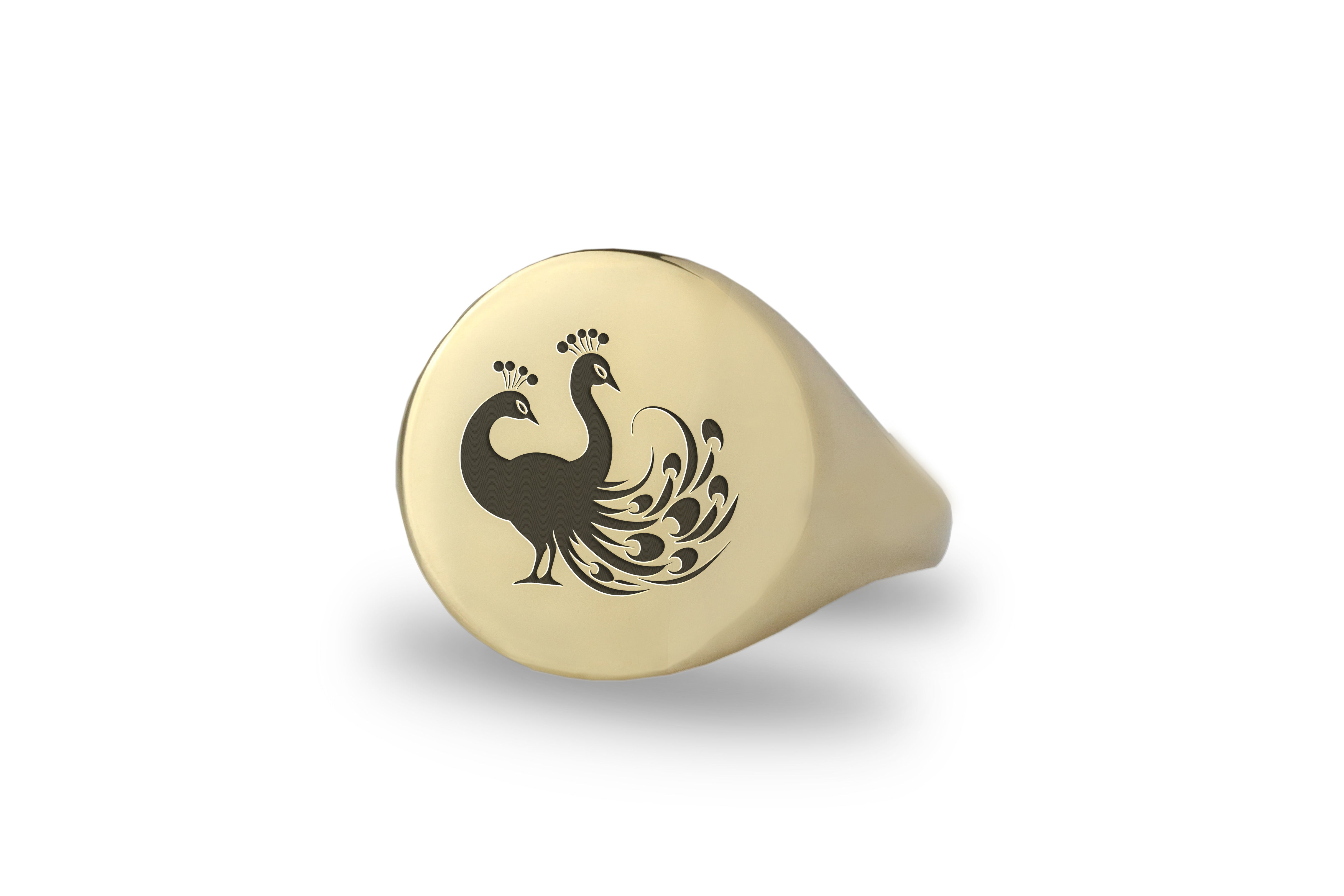 Exotic Peacock Signet Ring