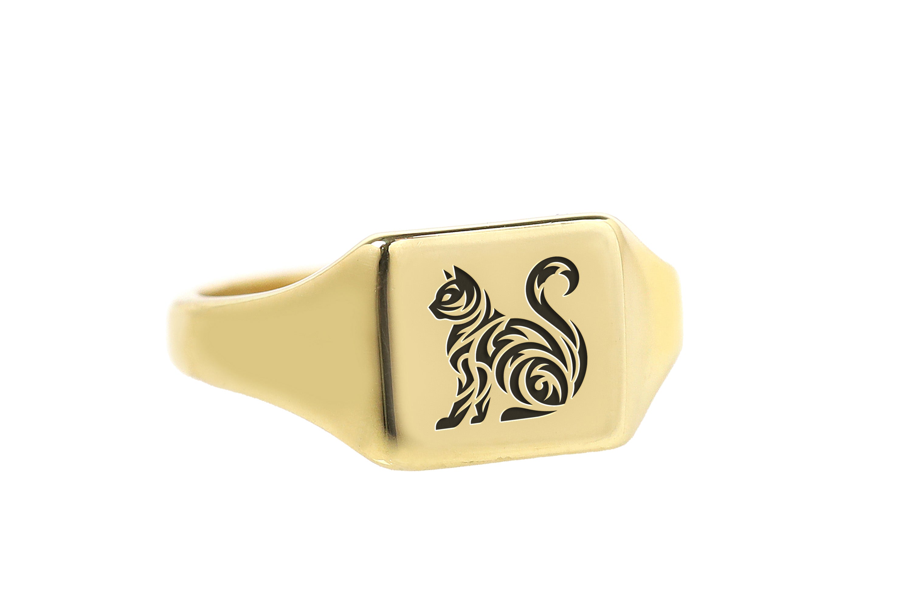 Square Cat Engraving Ring