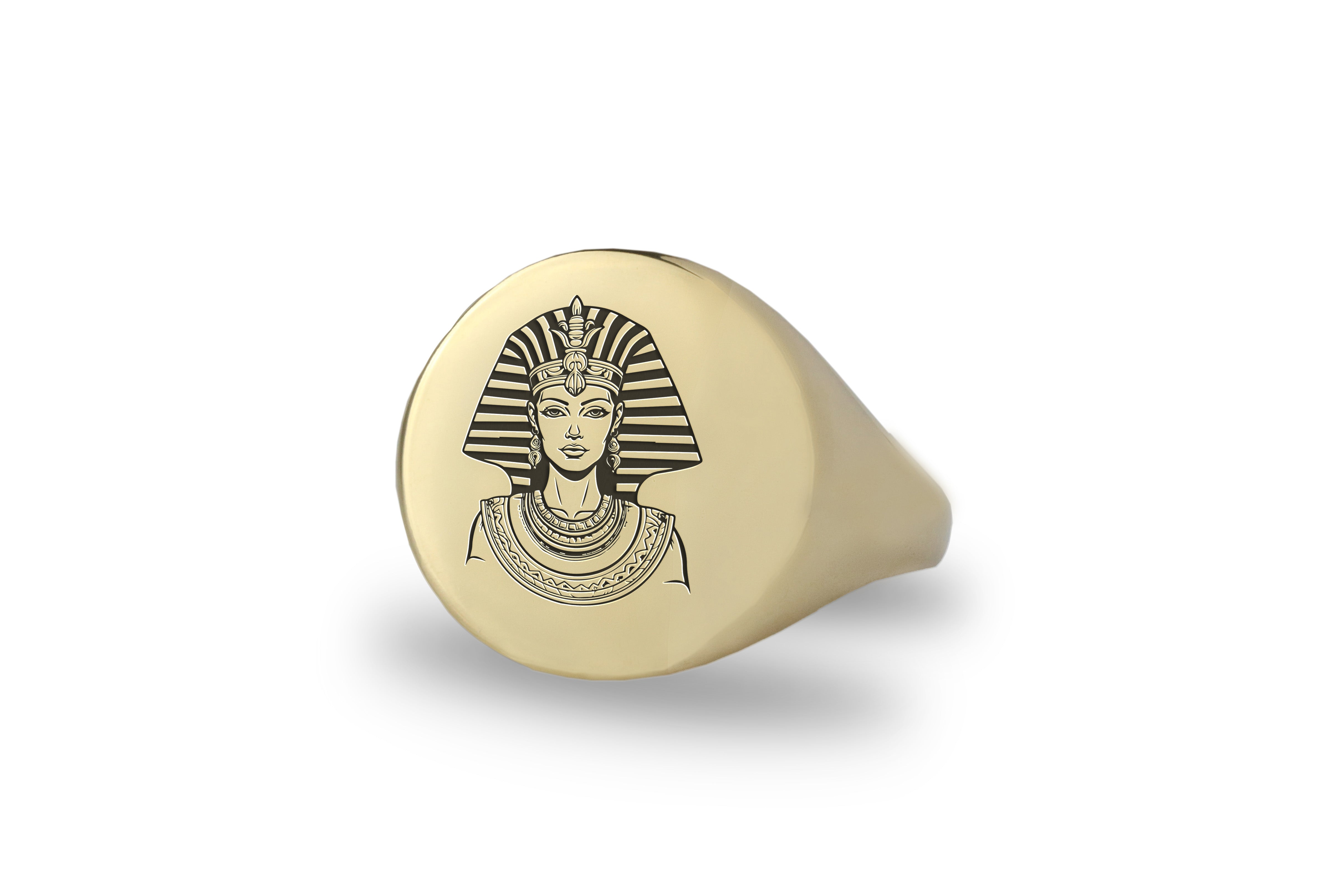 14k Gold Cleopatra Signet Ring