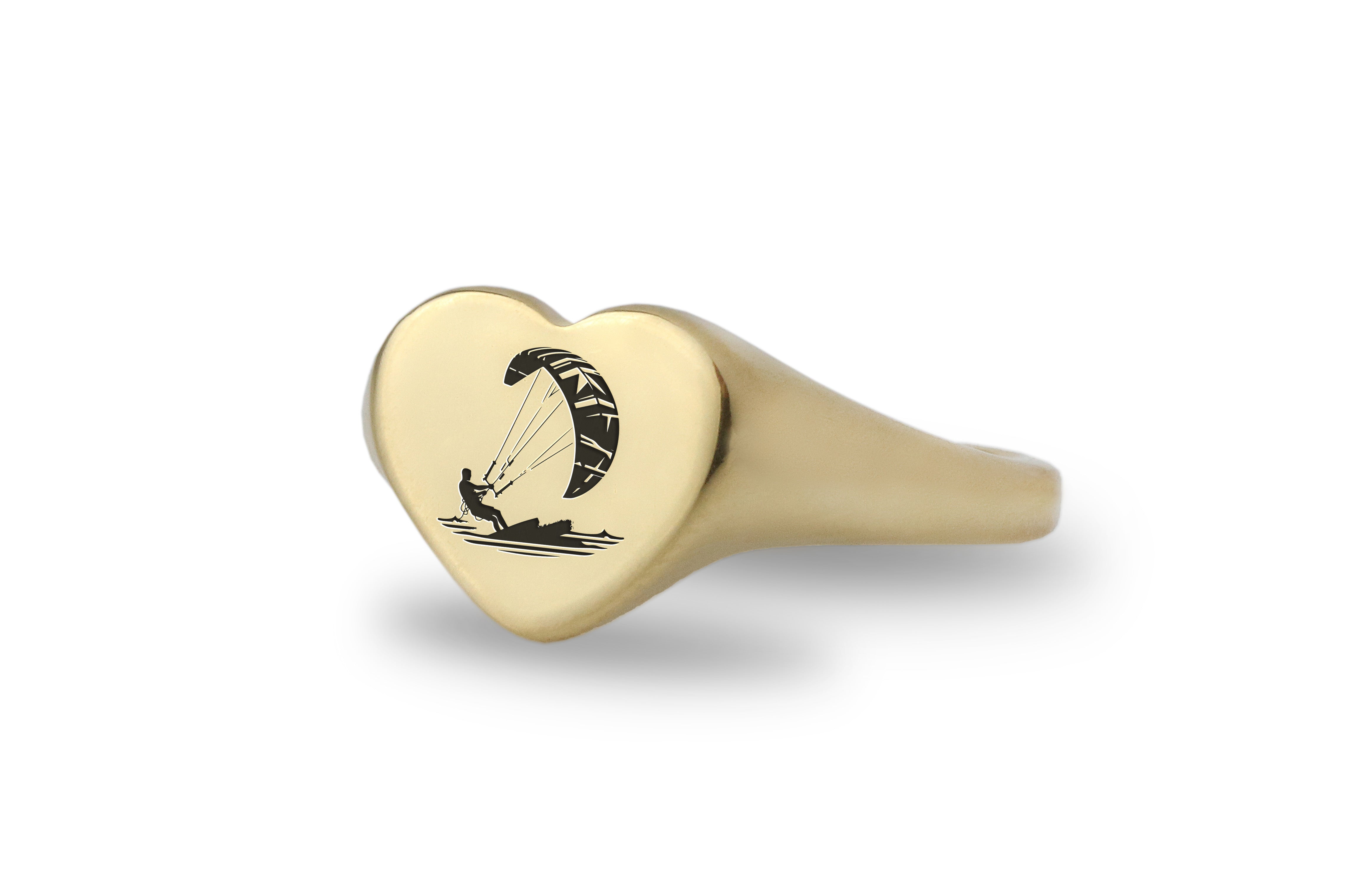 14k Gold Kitesurfing Signet Ring