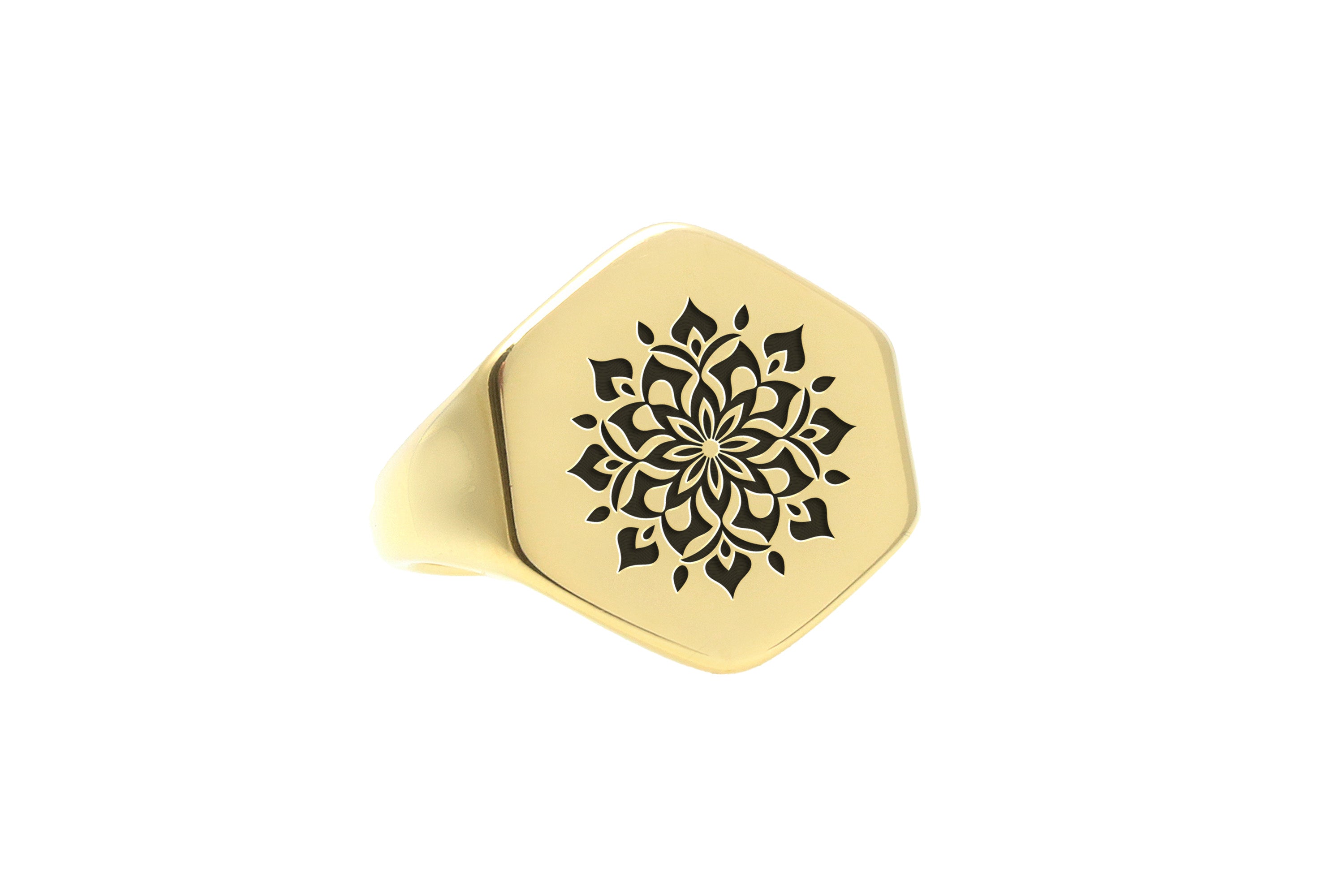 14k Gold Mandala Signet Ring