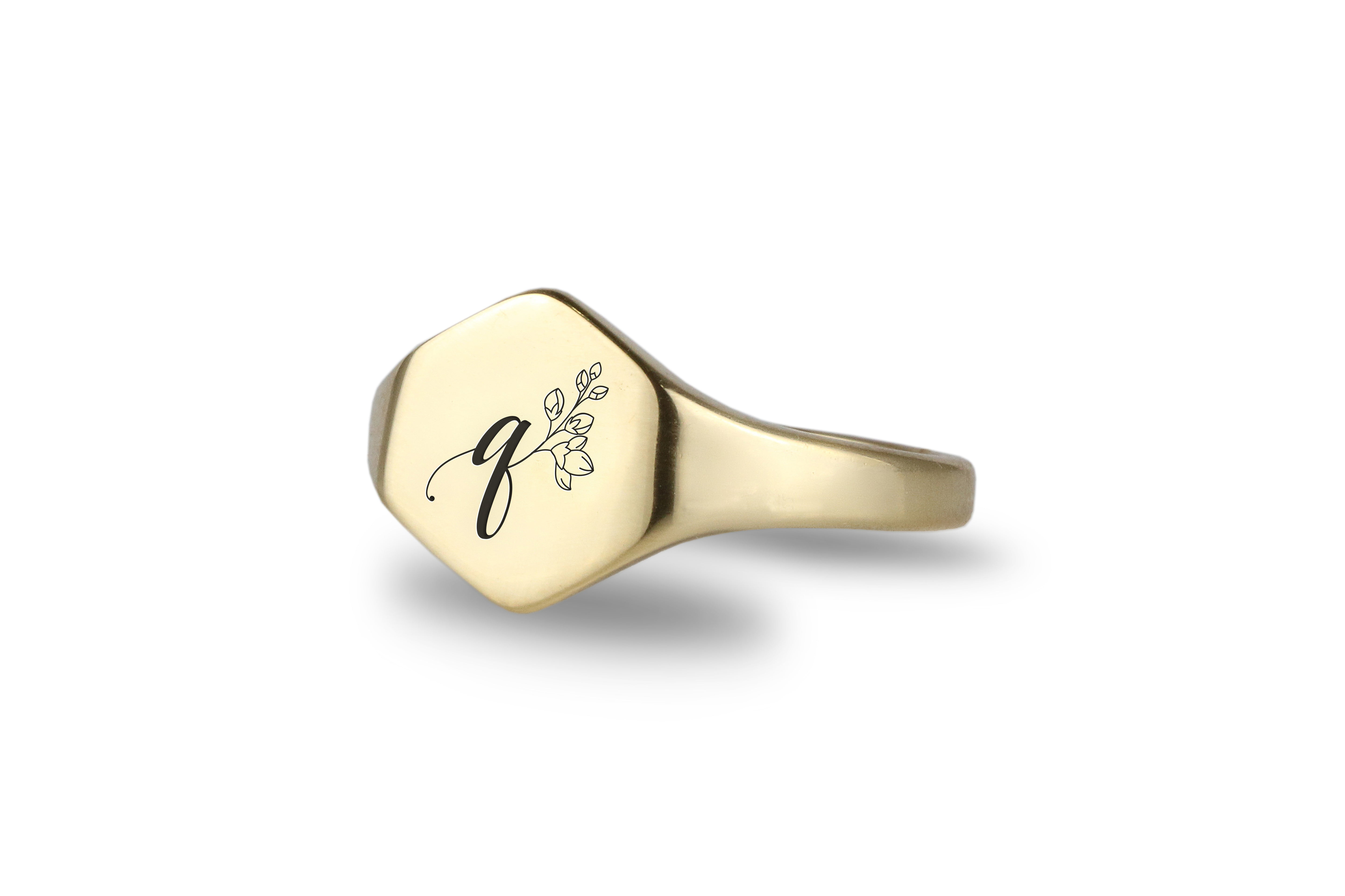 14k Gold Inital's Signet Ring
