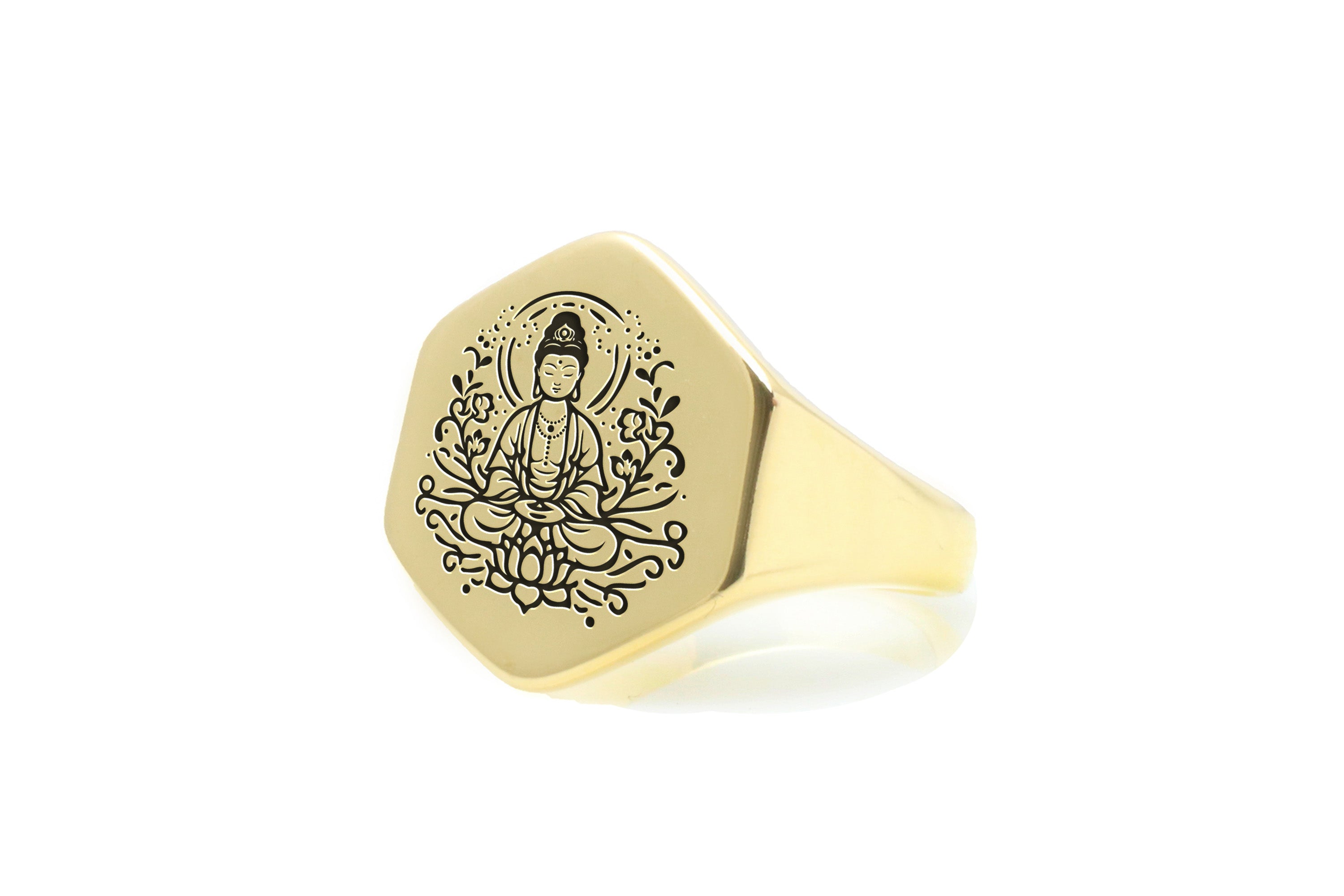 Guanyin 14k Gold Signet Ring