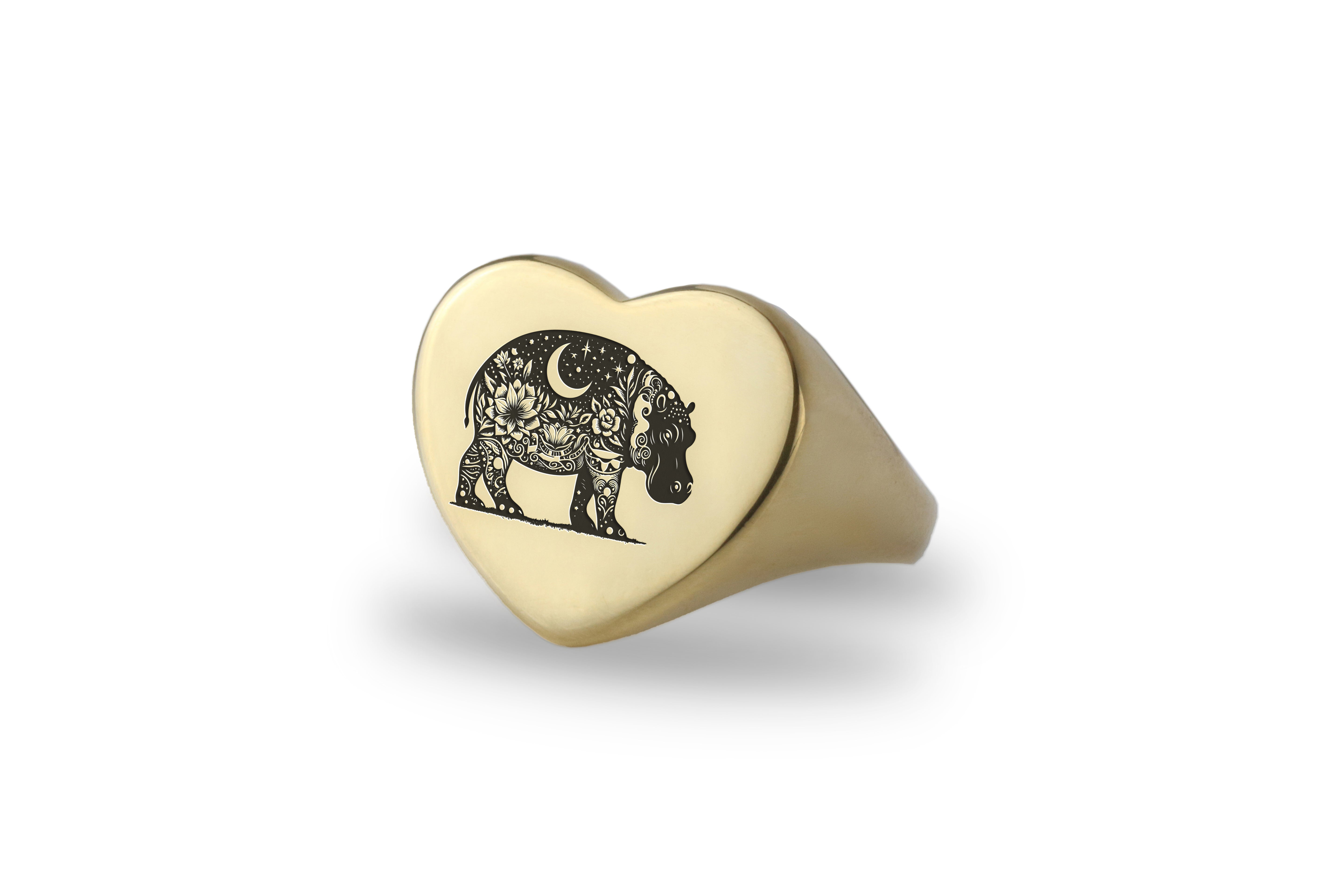 Hippo Engraving Ring
