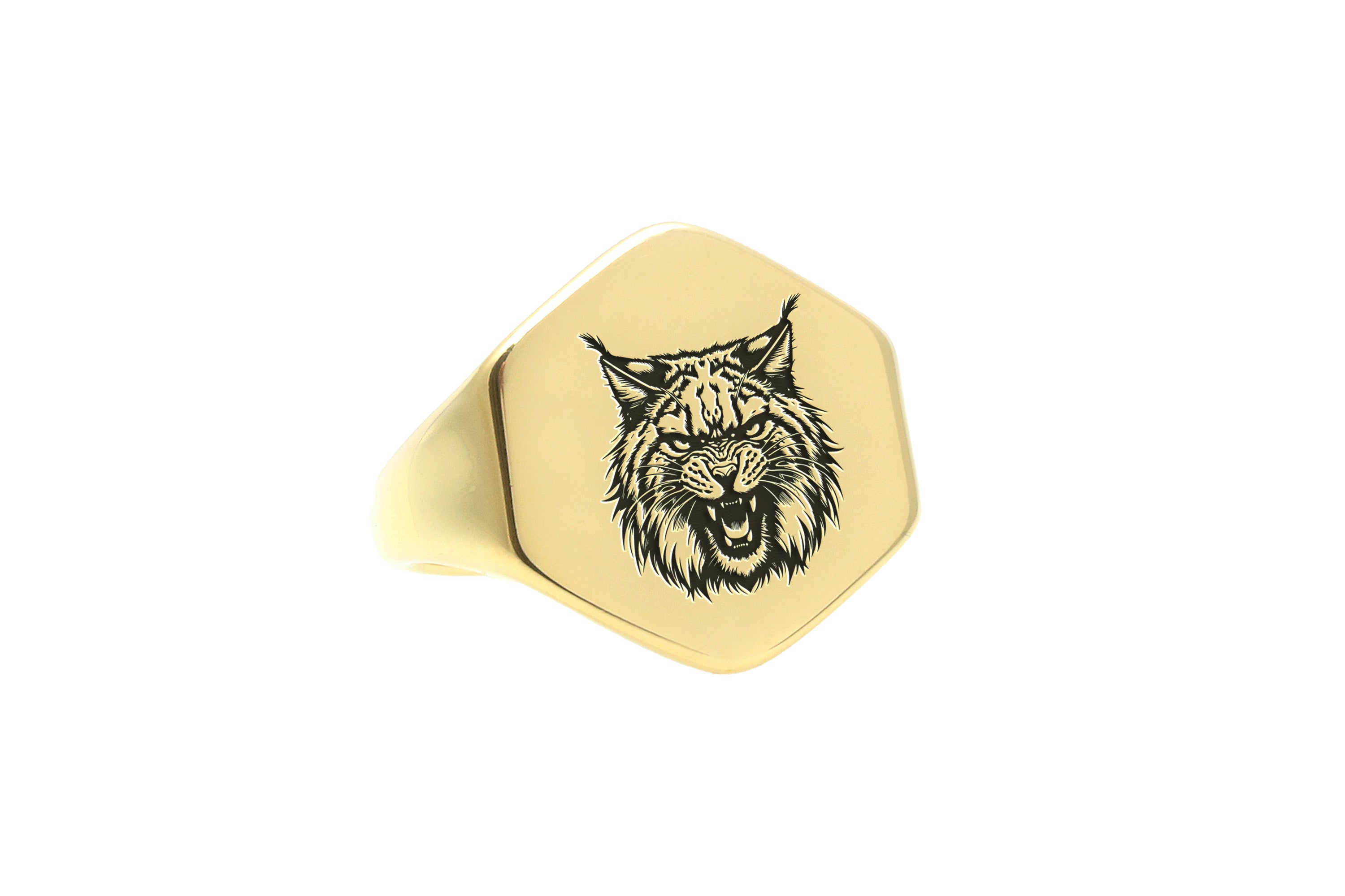 14k Gold Lynx Signet Ring