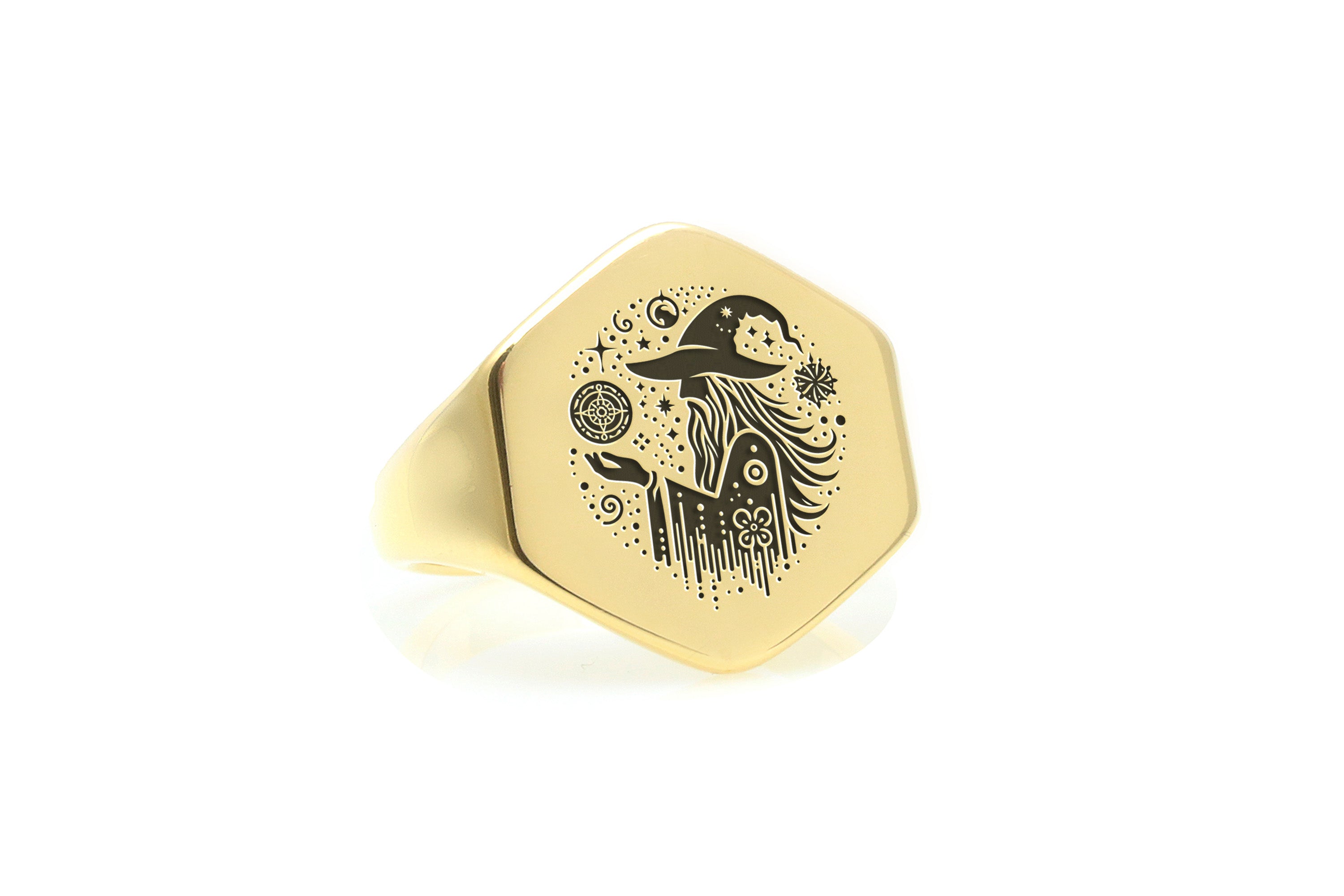 Engraved Wizard Gold Ring