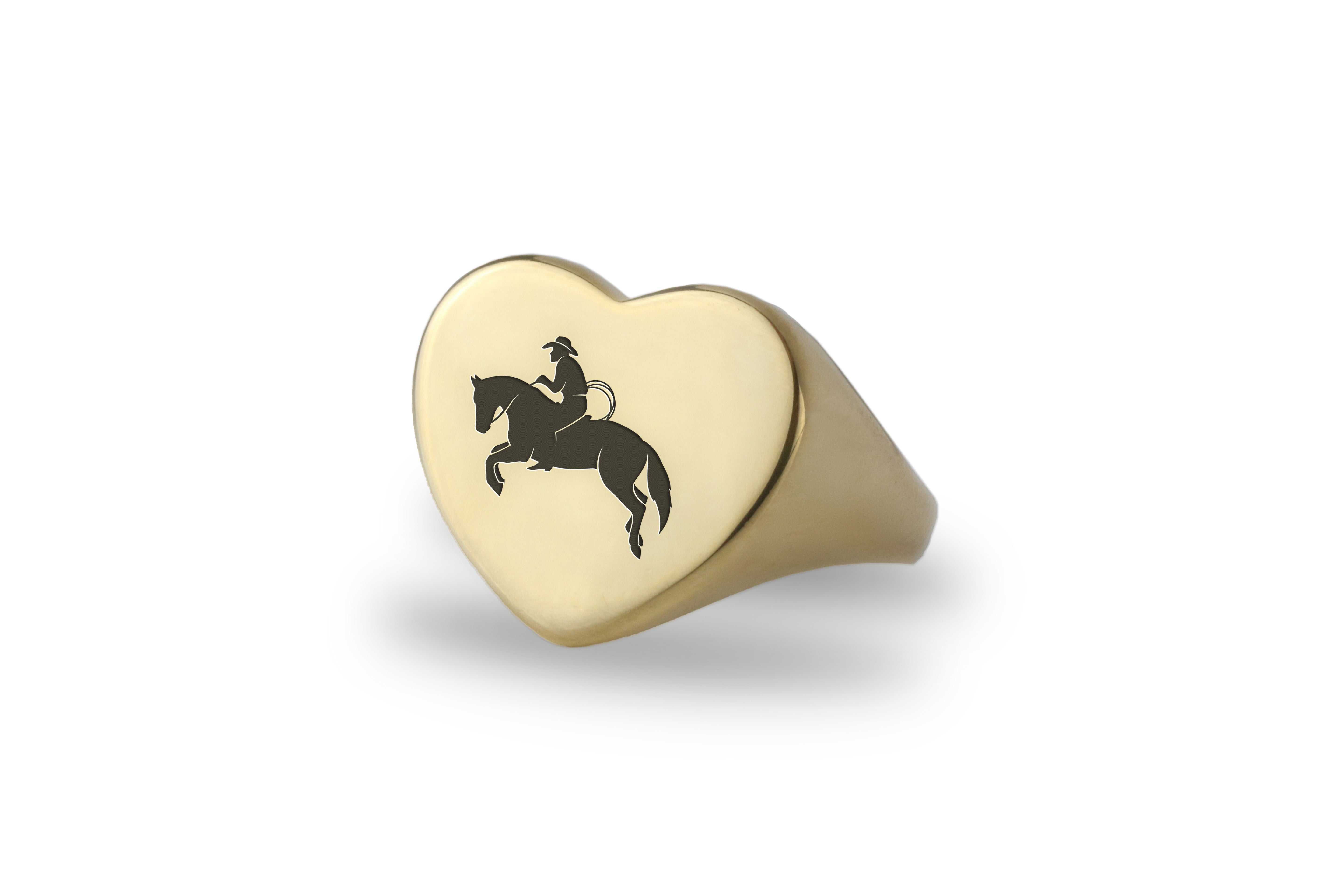 14k Gold Cowboy Signet Ring