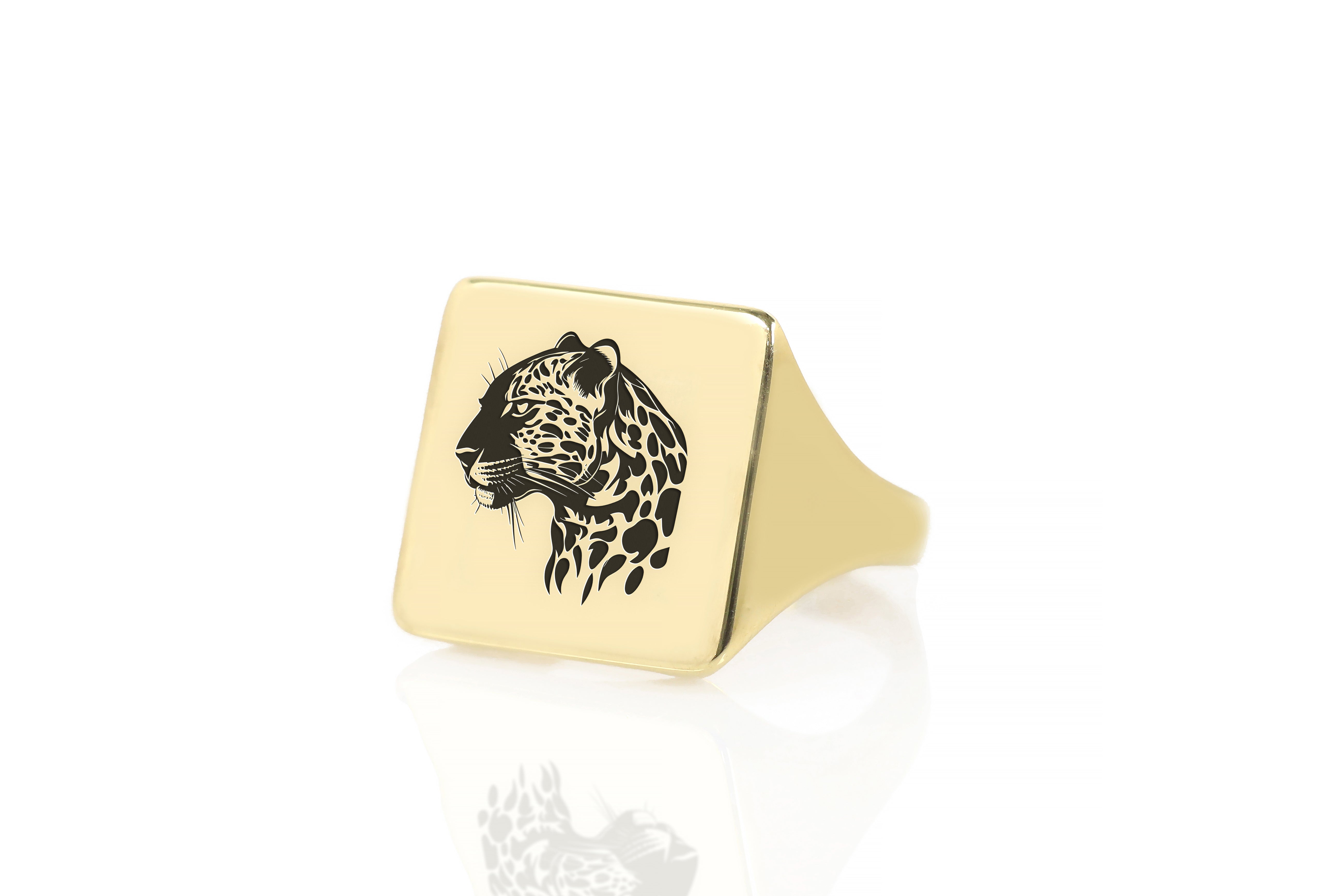 Gold Jaguar Signet Ring