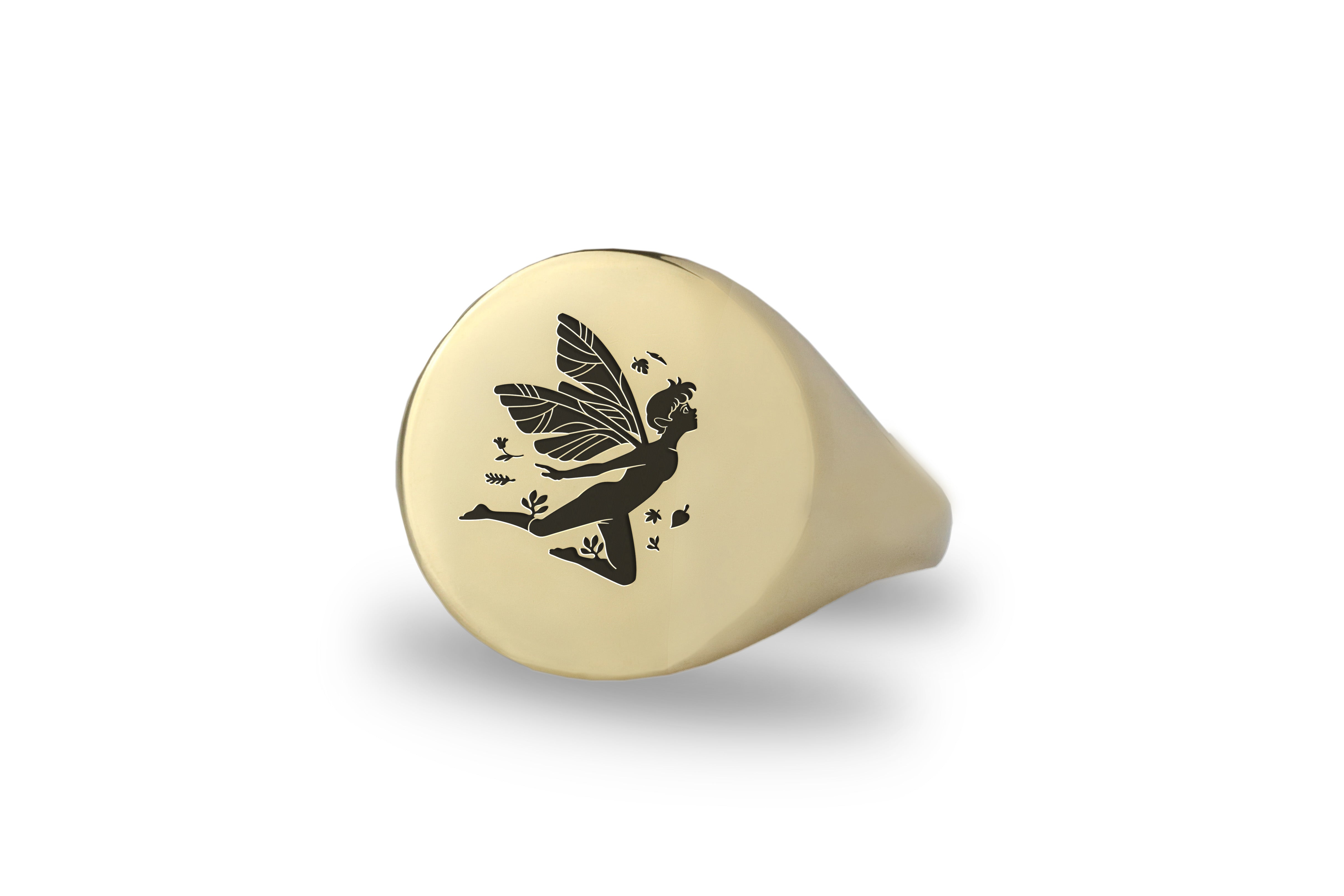 Whimsical Fairy Gold Signet Ring