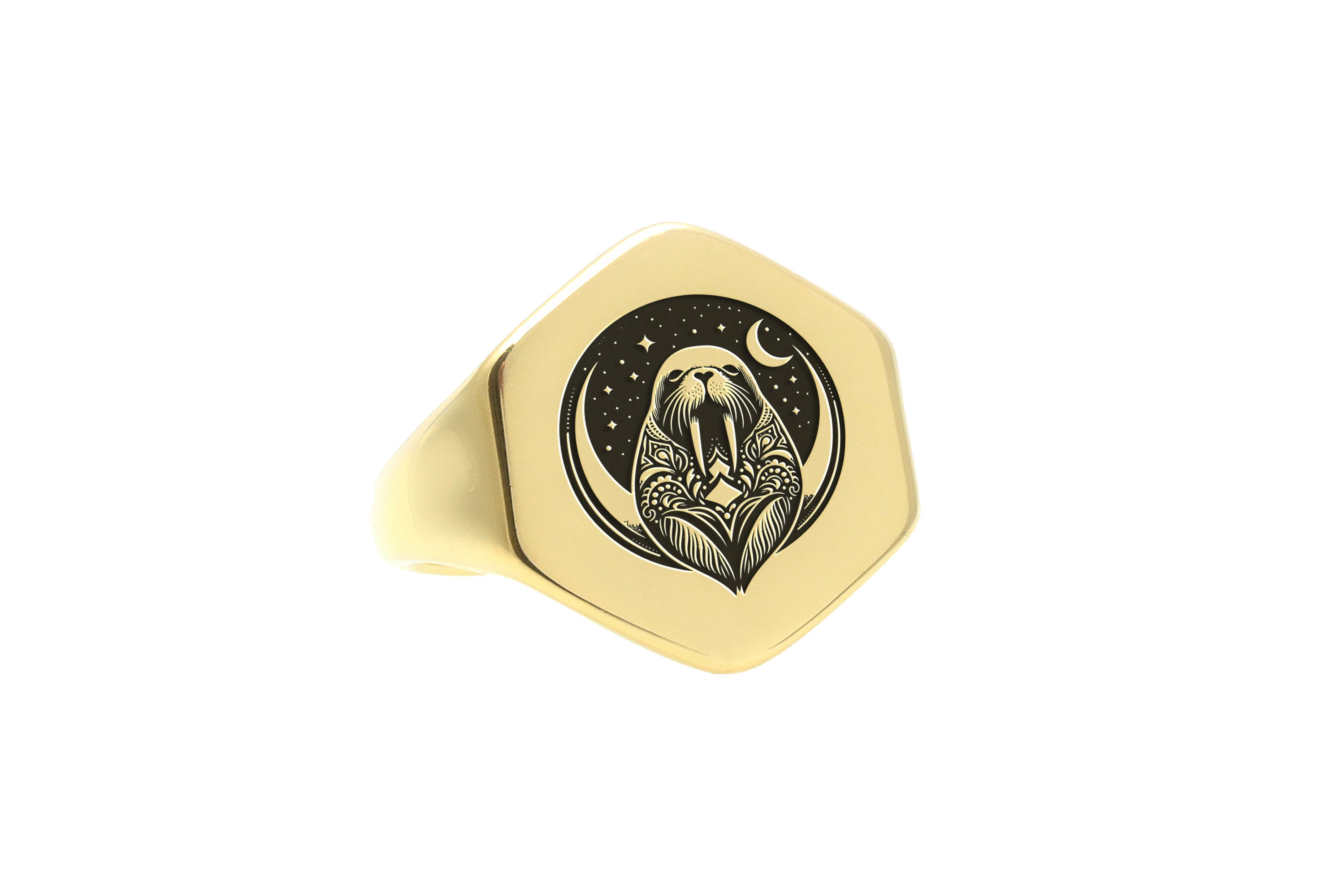 Engraved Seal Gold Ring