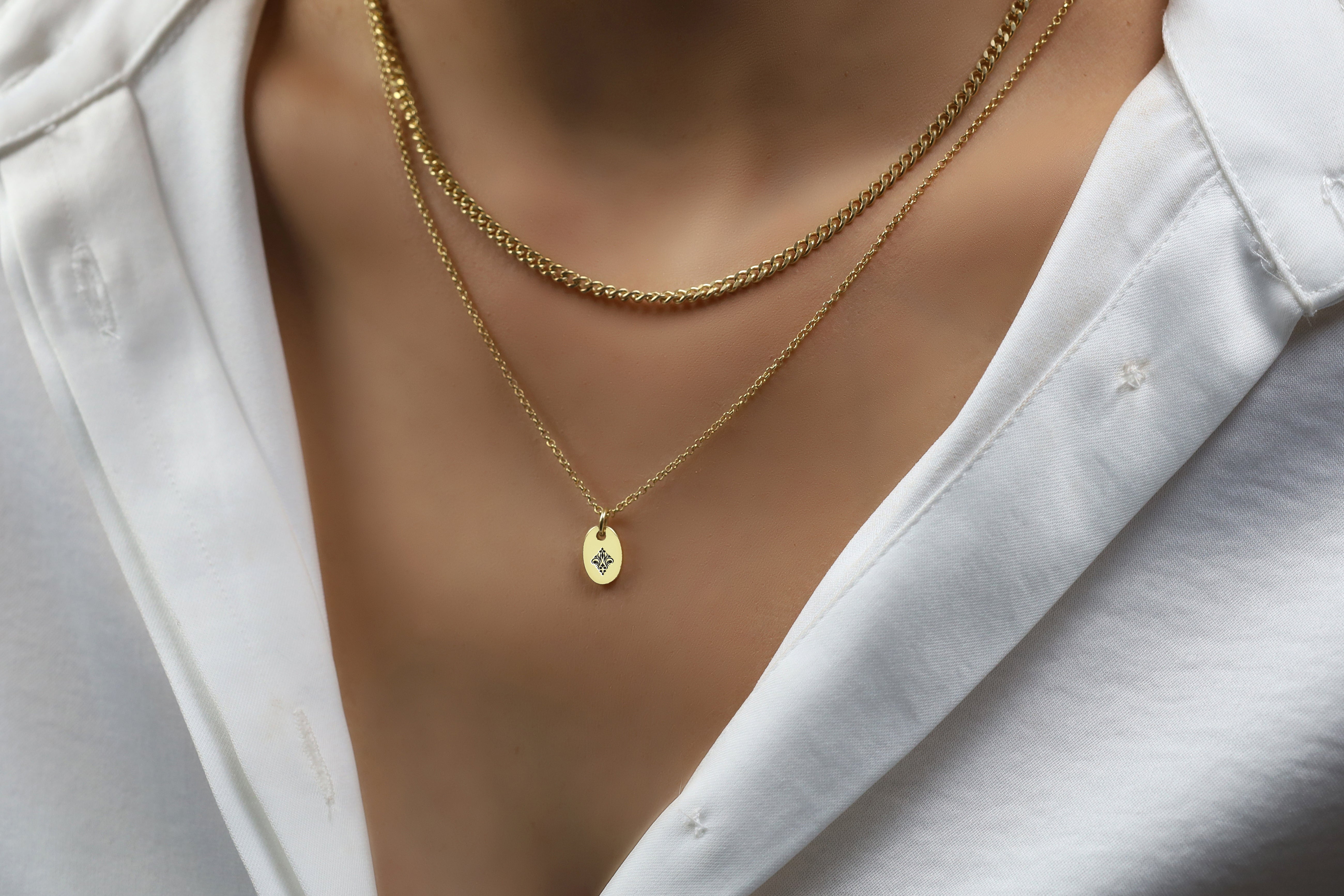 Poker Diamond Engraved Necklace