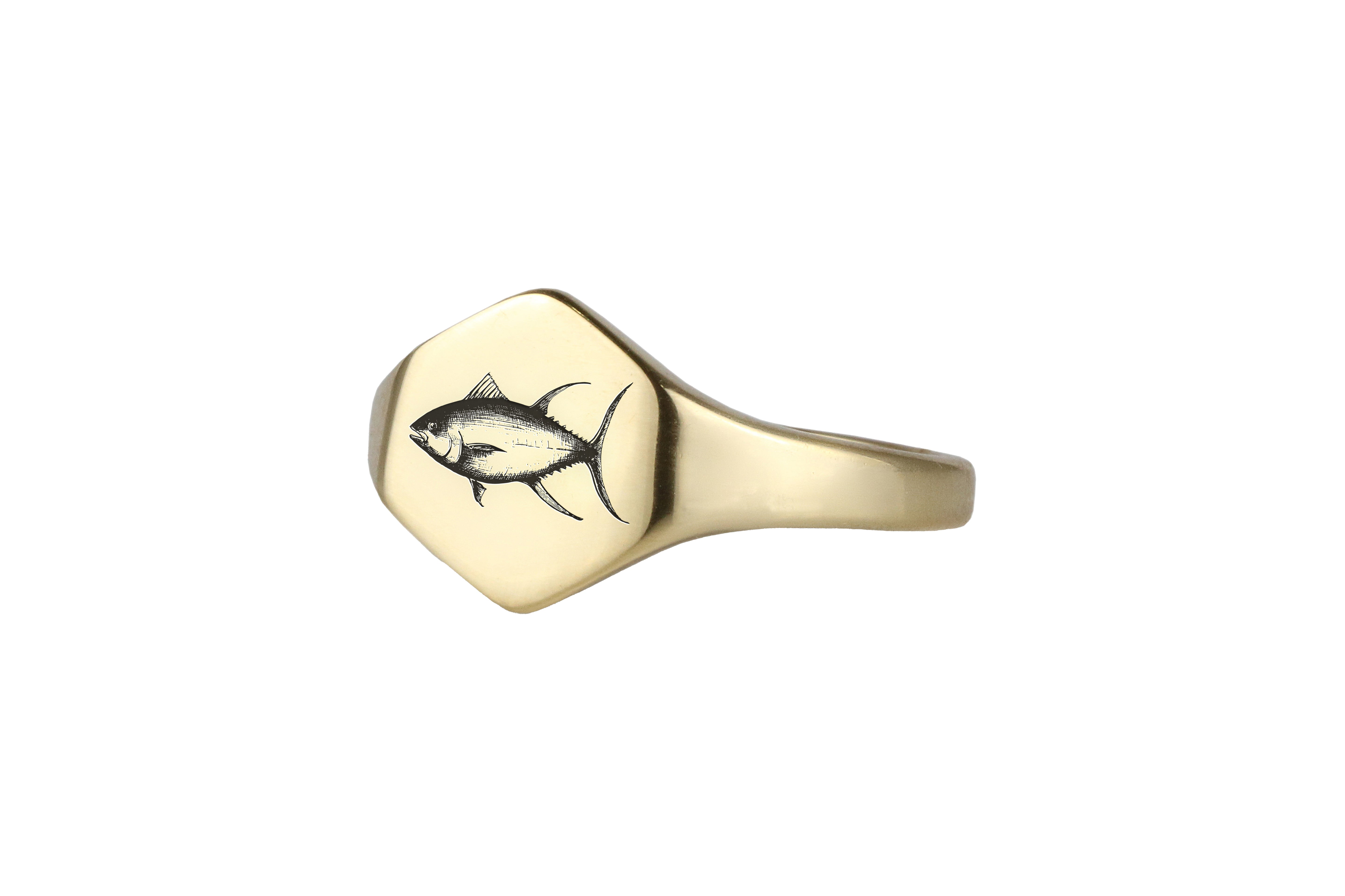 Tuna Fish Gold Signet Ring