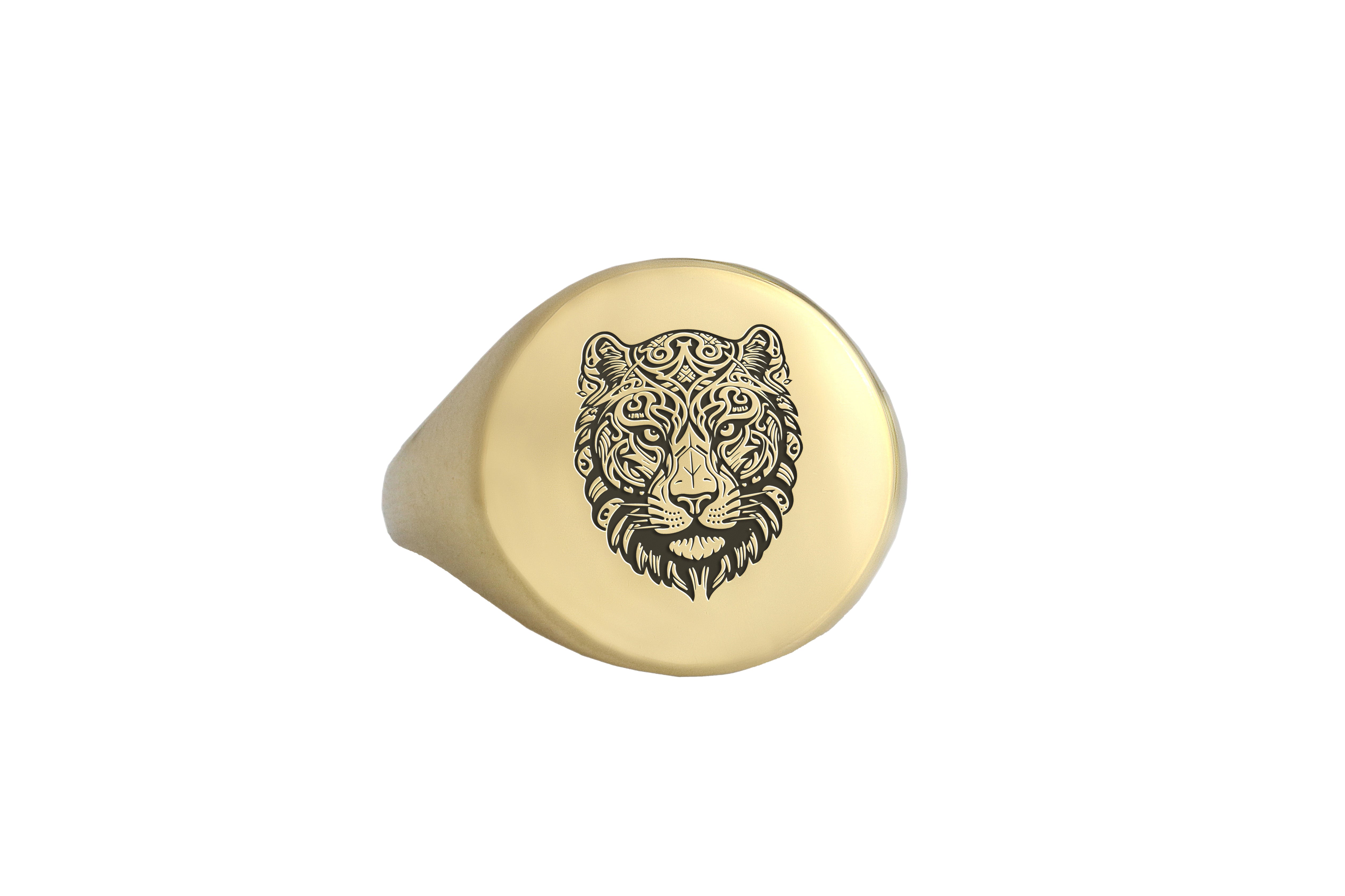 Engraved Majestic Tiger Gold Ring