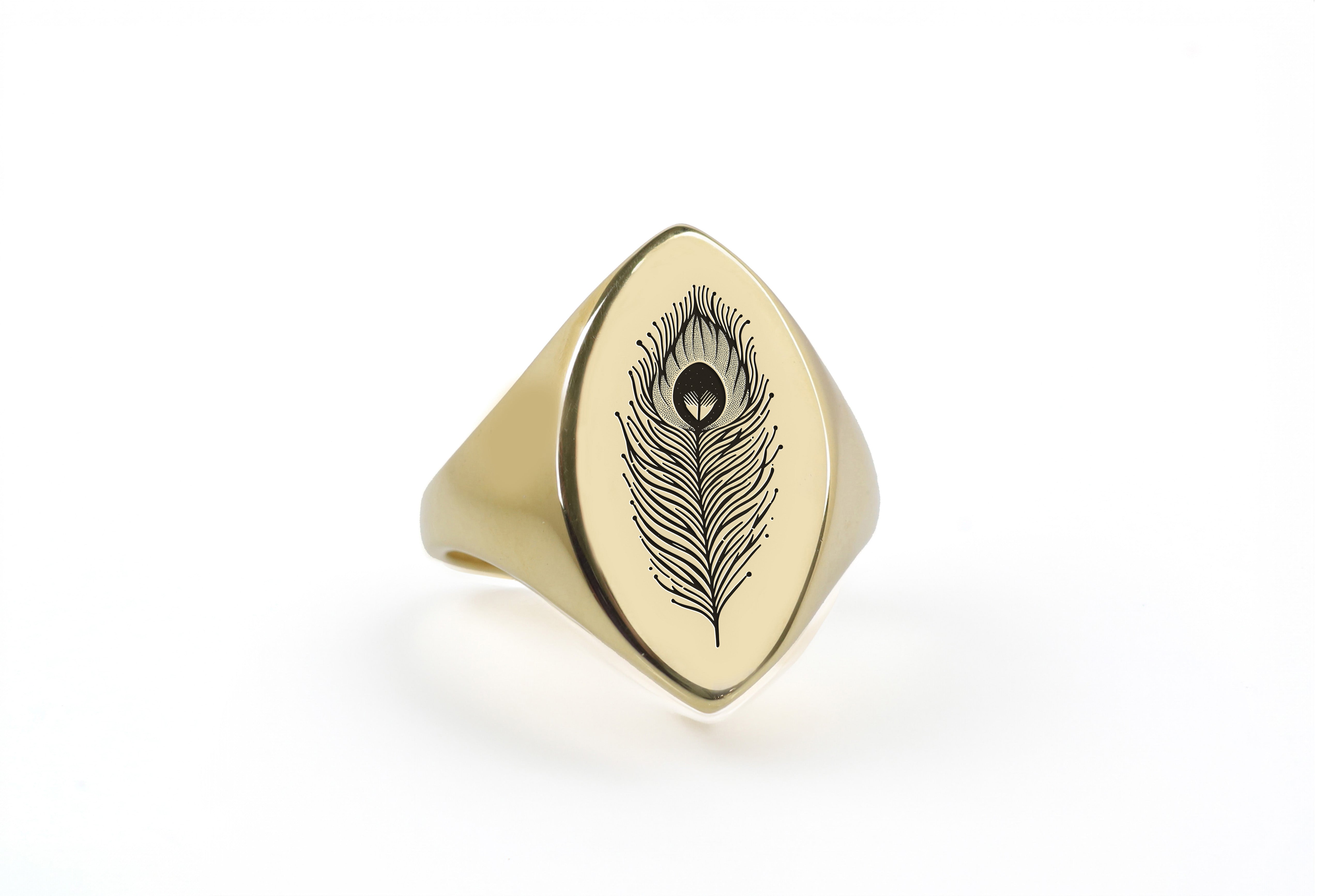24k Gold Peacock Feather Ring