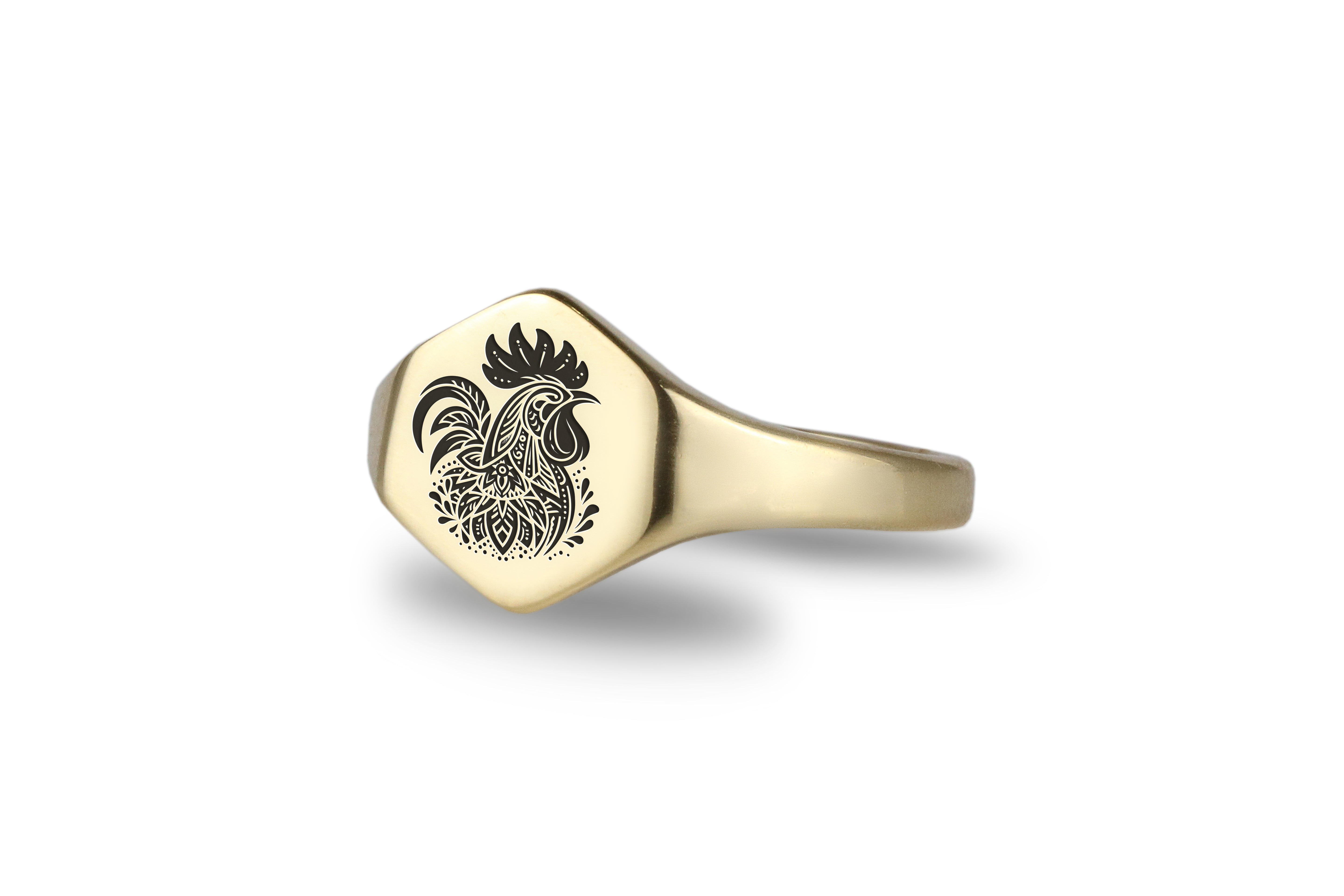 Chicken Engraving Ring