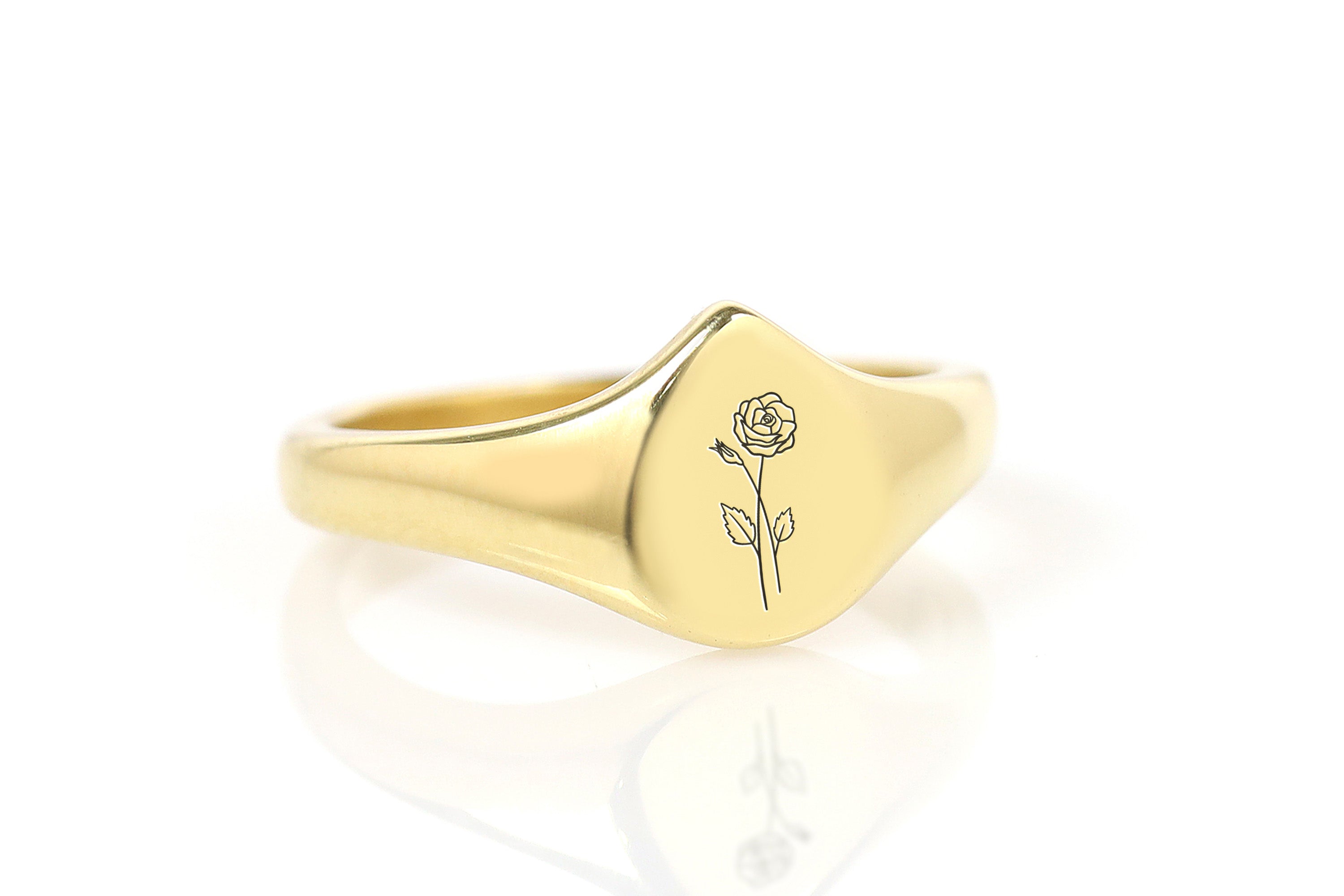 Engraved Rose Gold Signet Ring