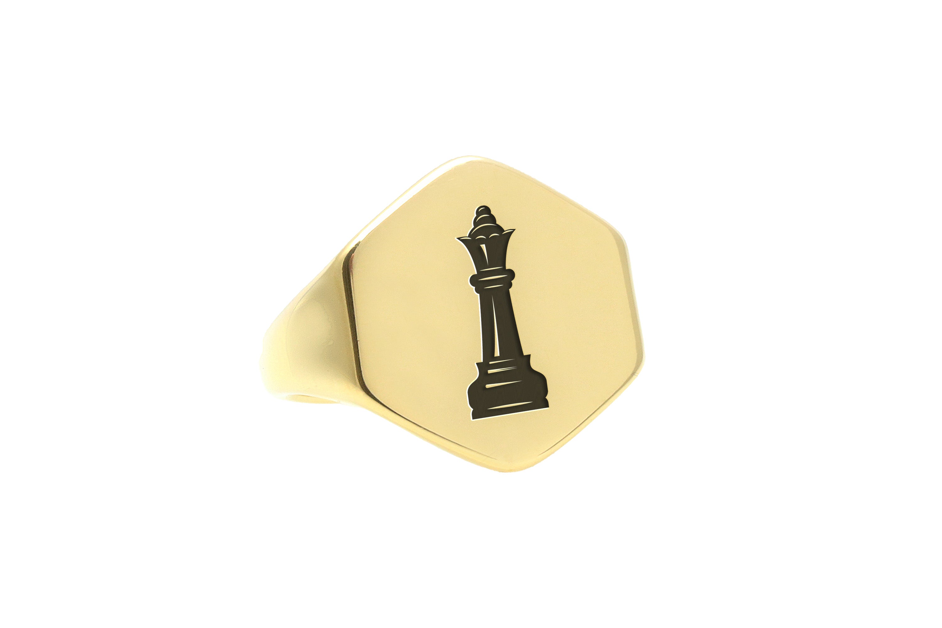 14k Gold Chess Queen Signet Ring