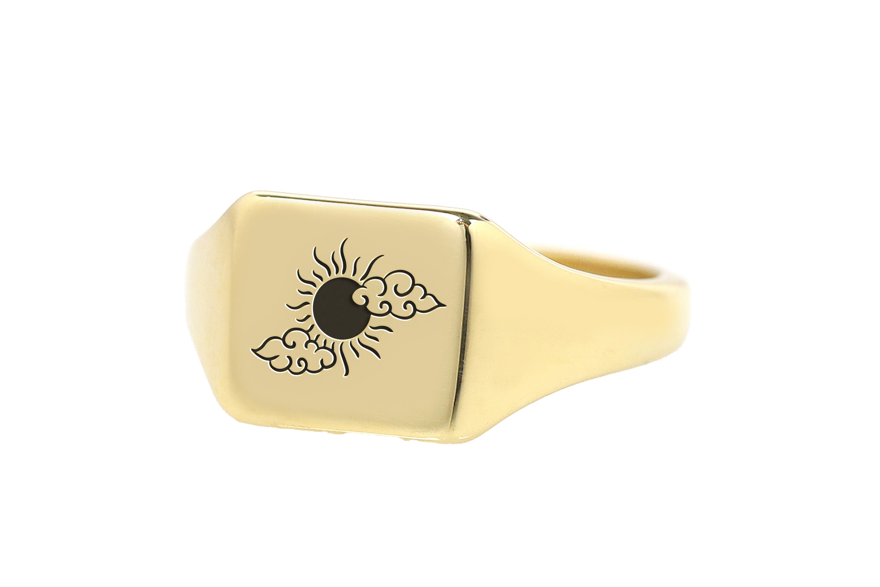 Custom Sun Gold Signet Ring