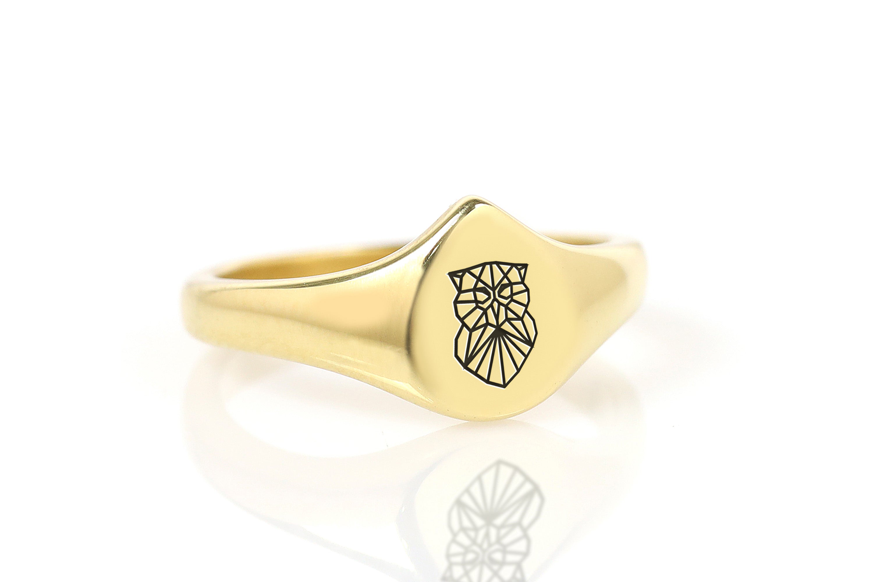 Geometric Owl Signet Ring
