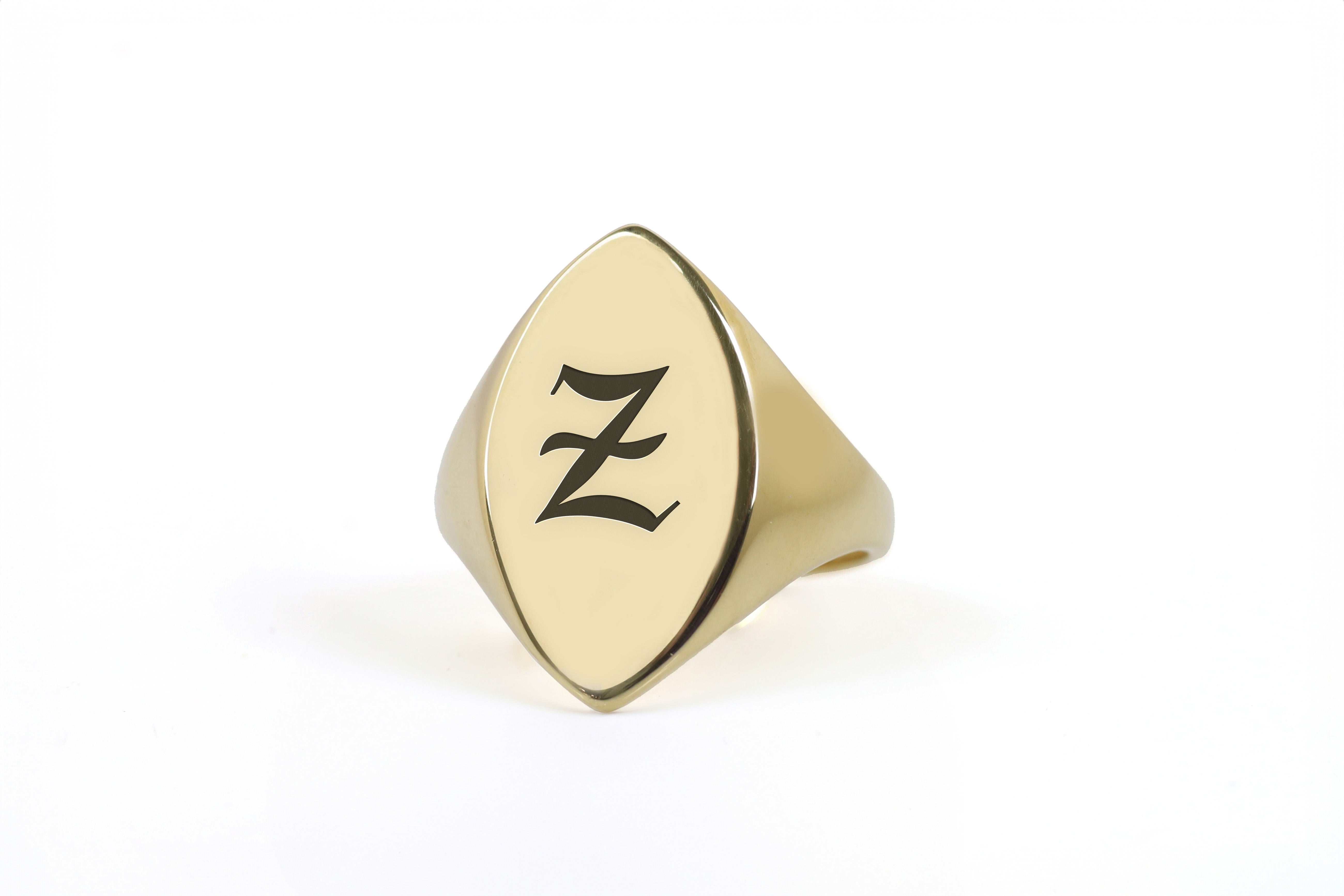 Engraved Gothic Letter Ring