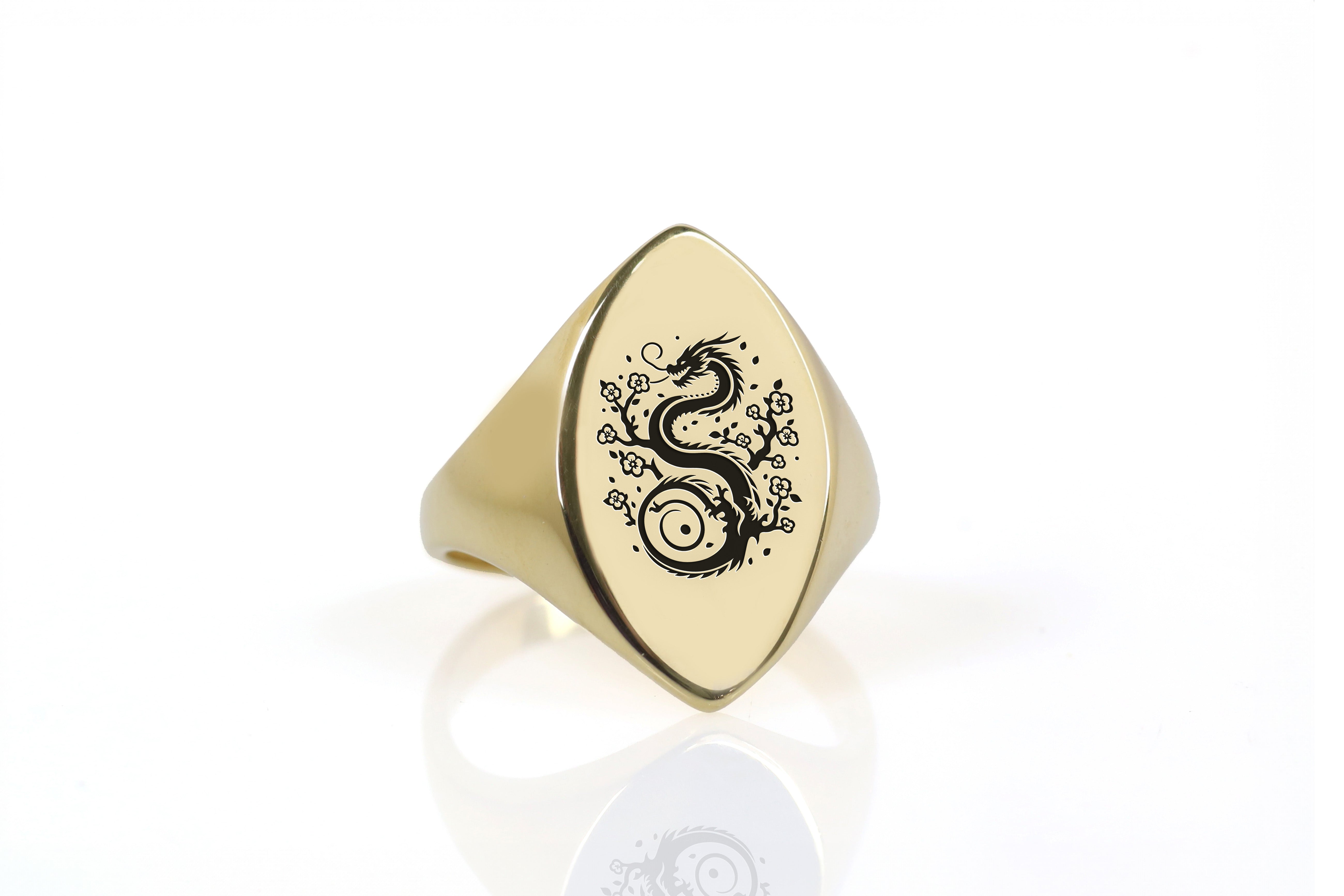 Engraved Dragon Signet Ring