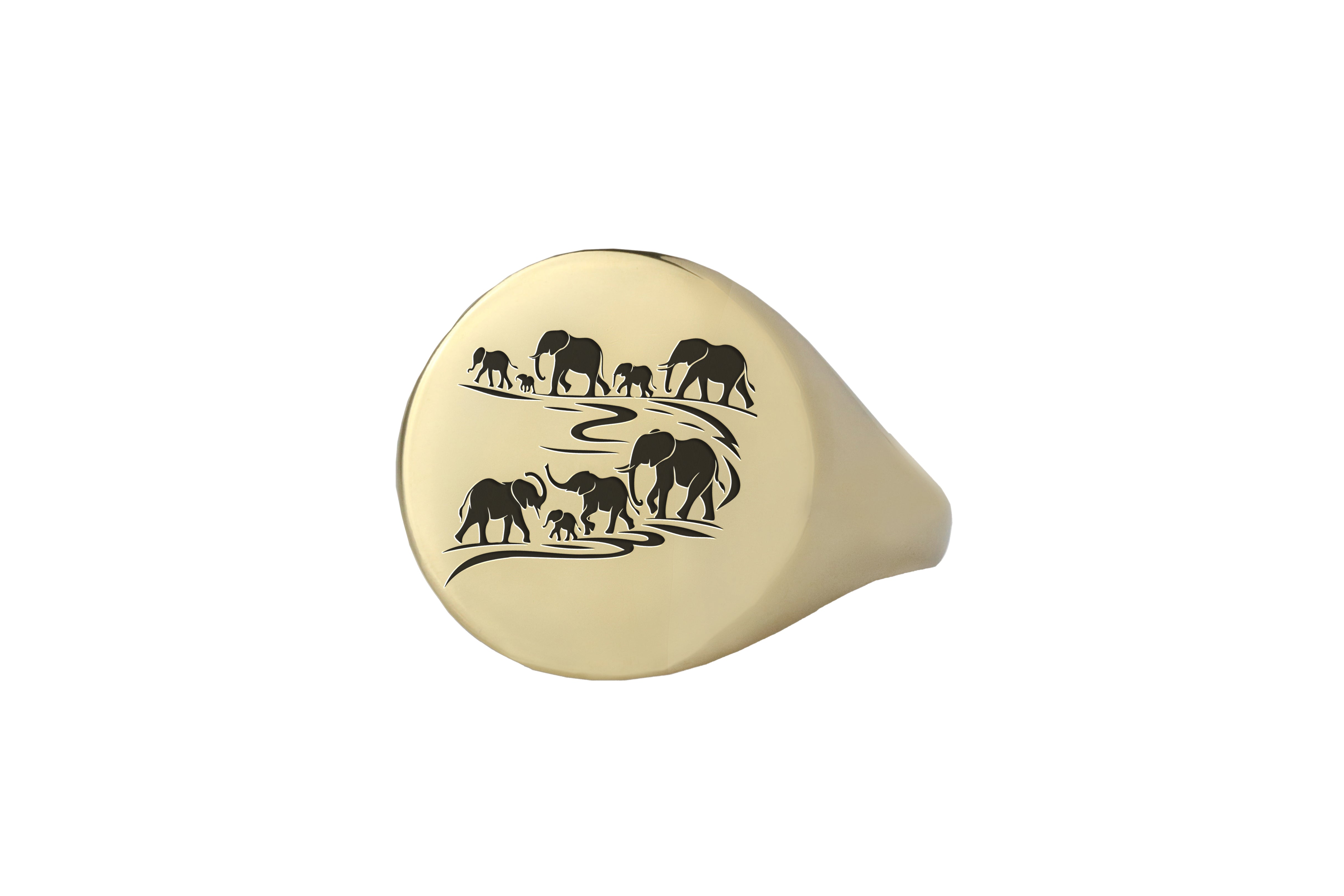 Engraved Elephant Signet Ring