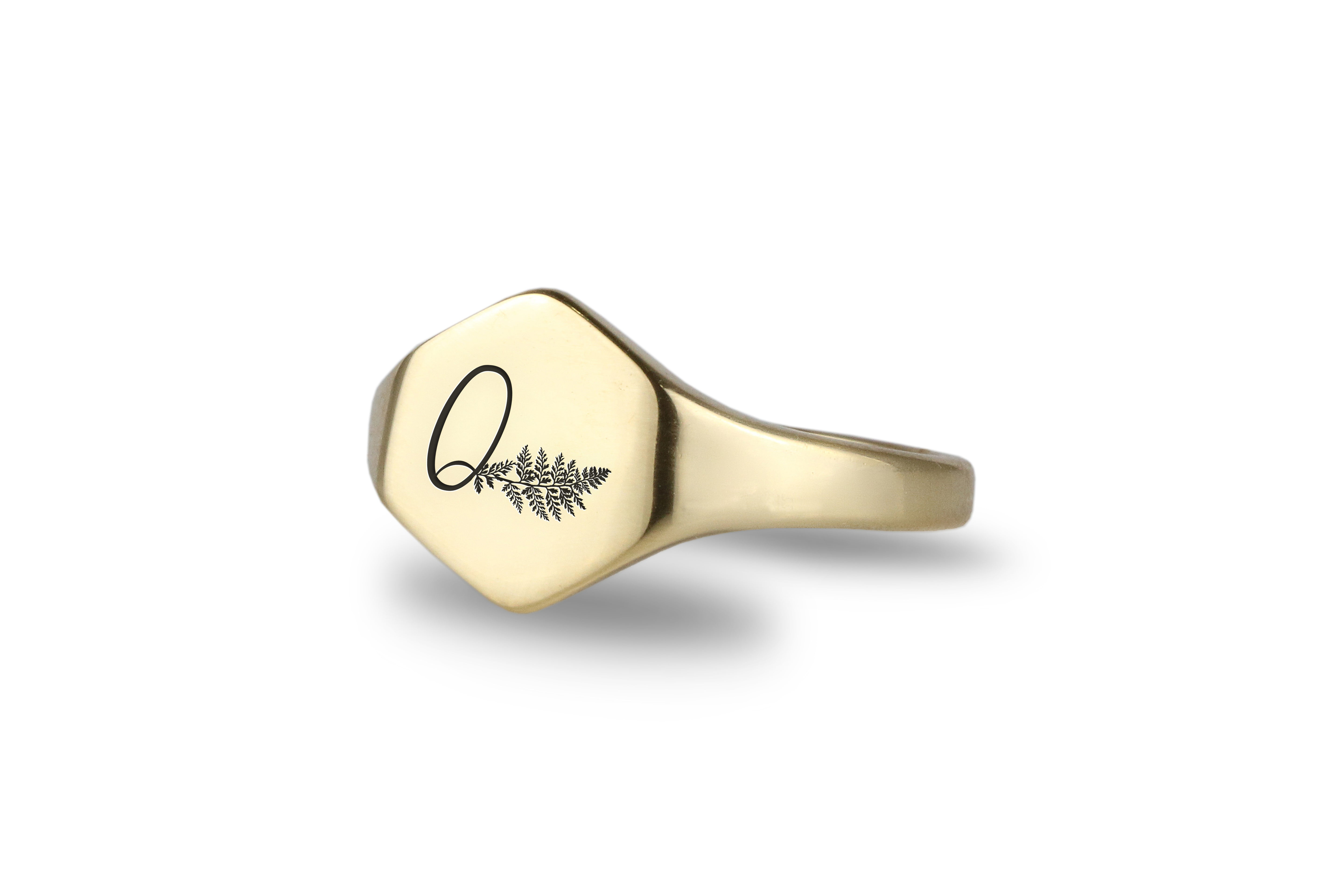 14k Gold Initial's Signet Ring