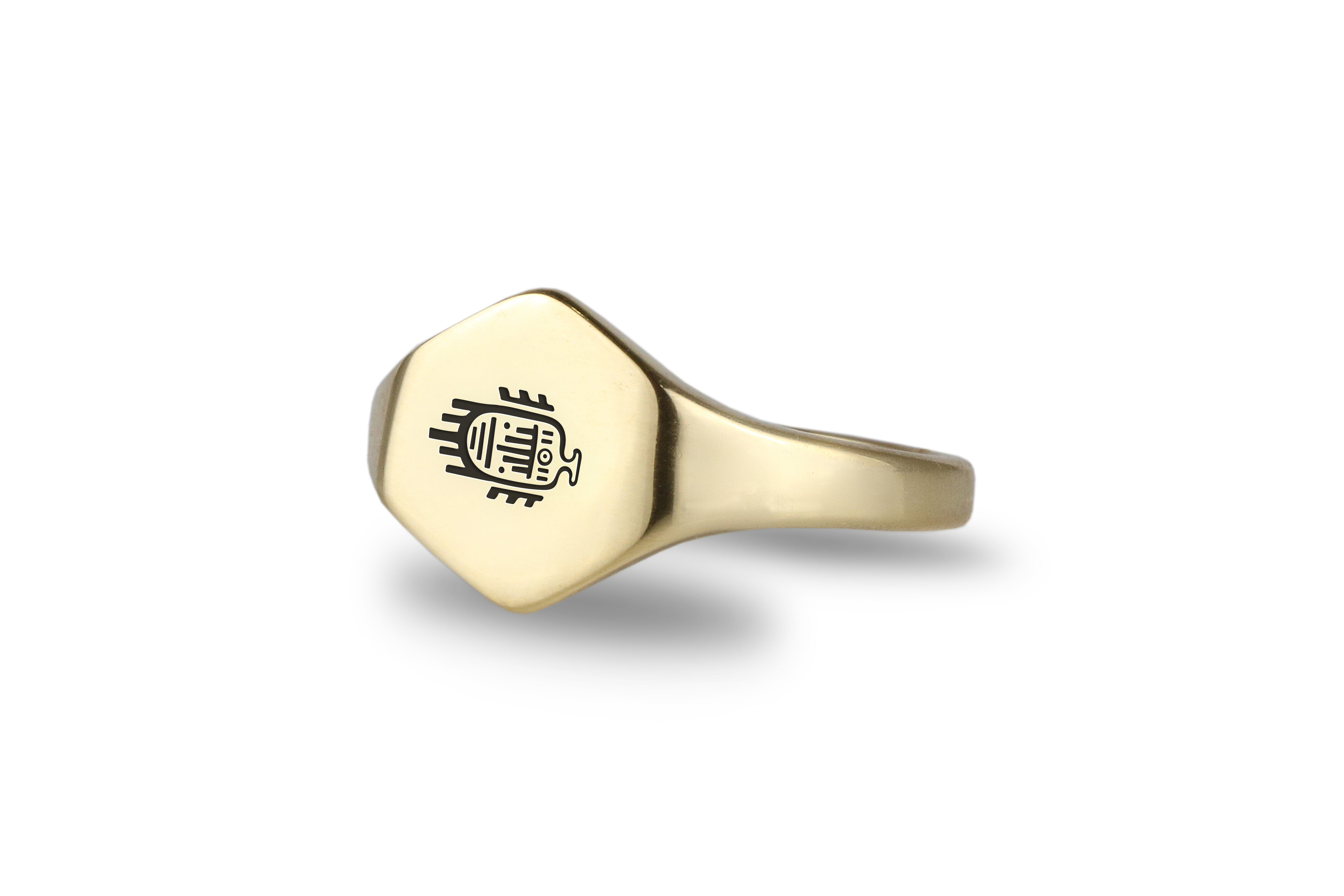 Aztec Fish Signet Ring
