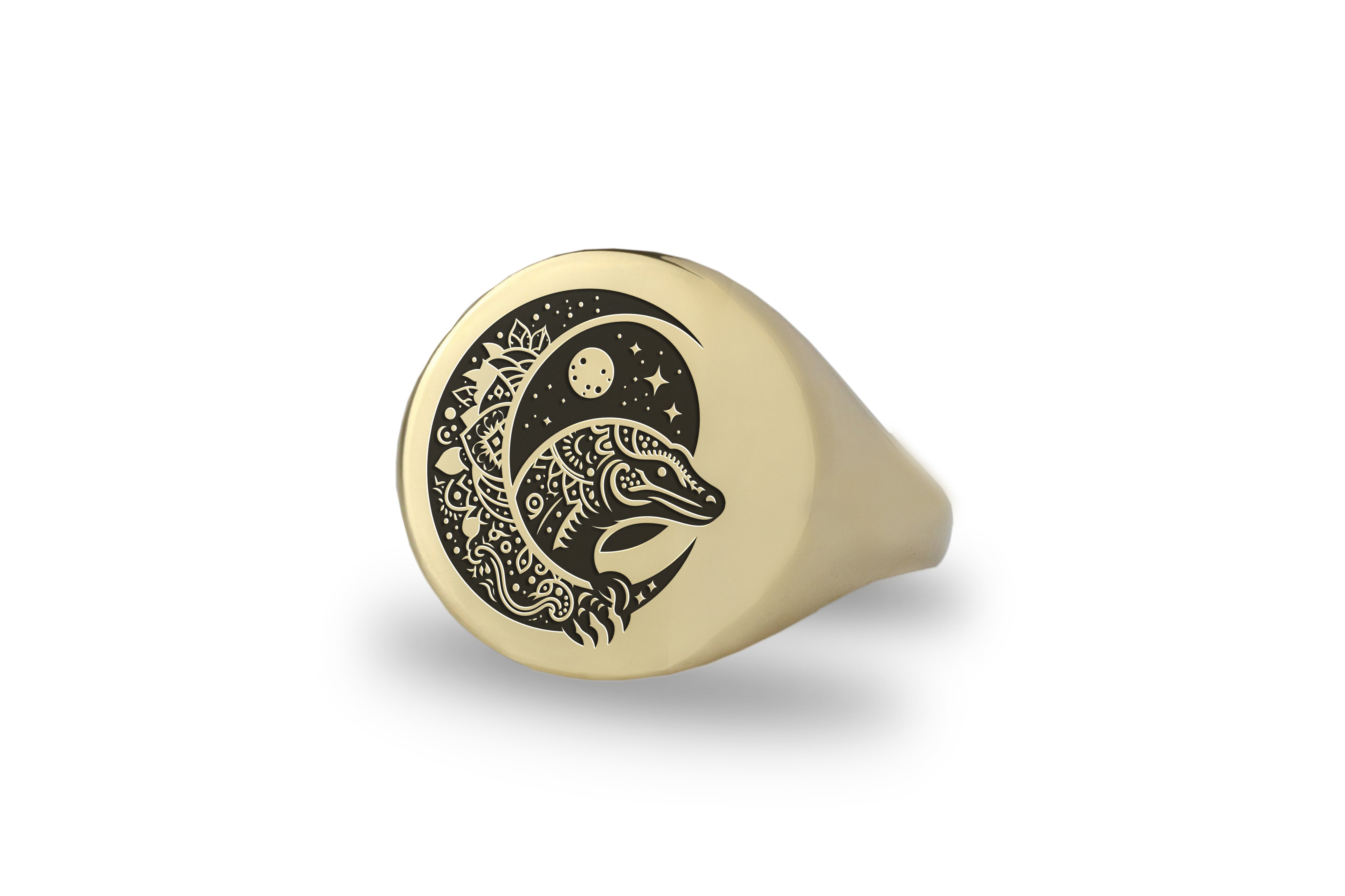 14k Gold Komodo Signet Ring