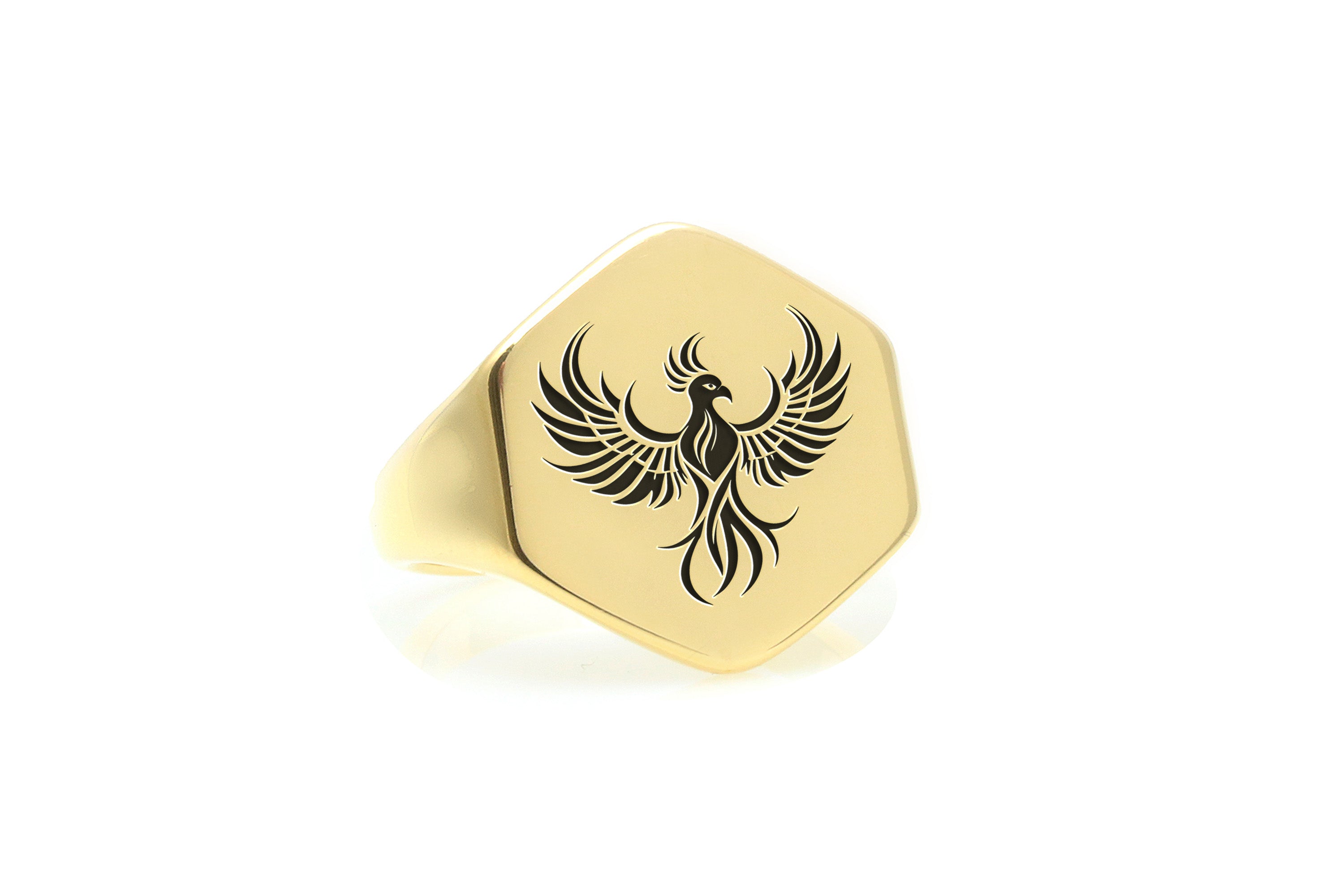 Engraved Phoenix Signet Ring