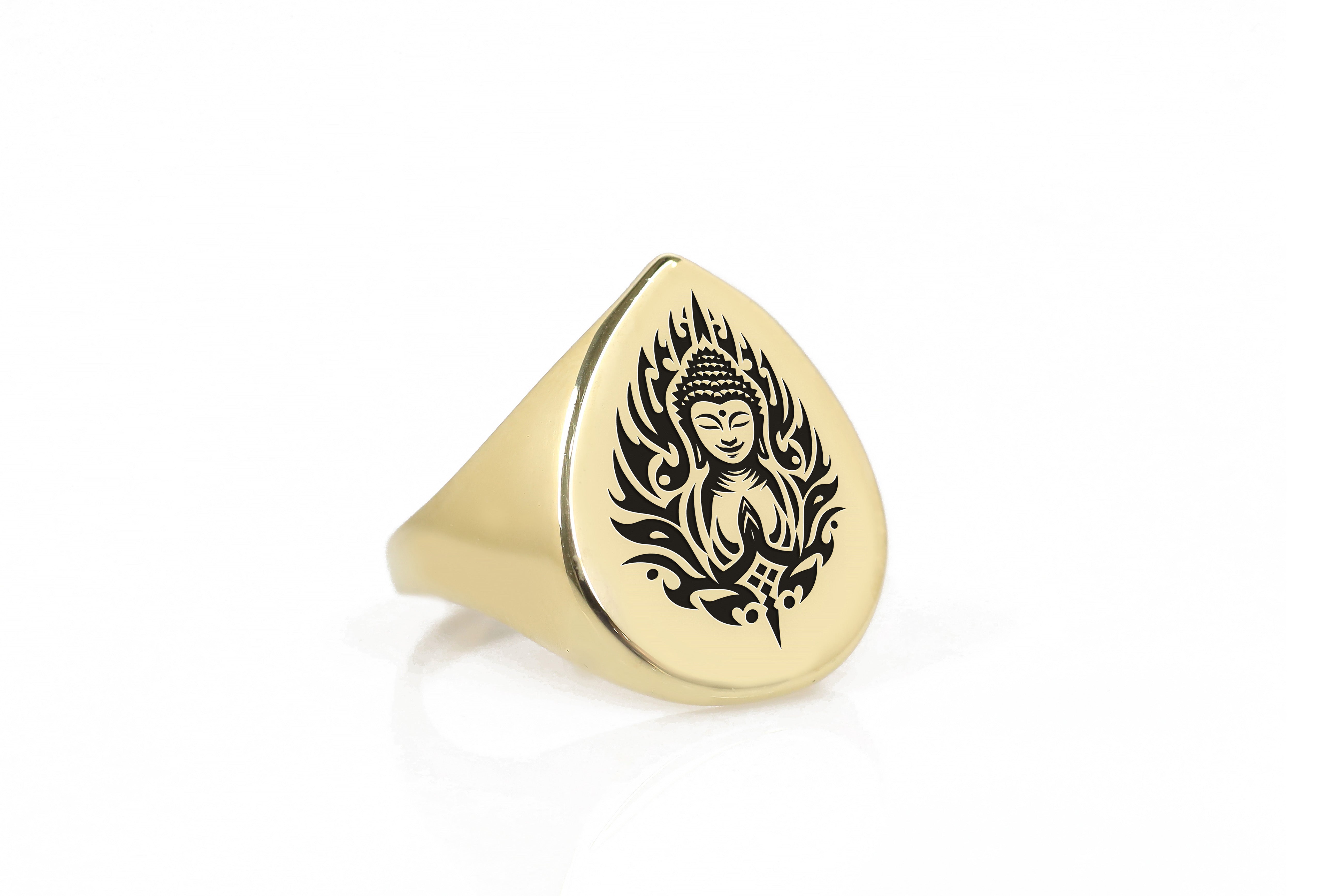 Engraved Buddha Signet Ring
