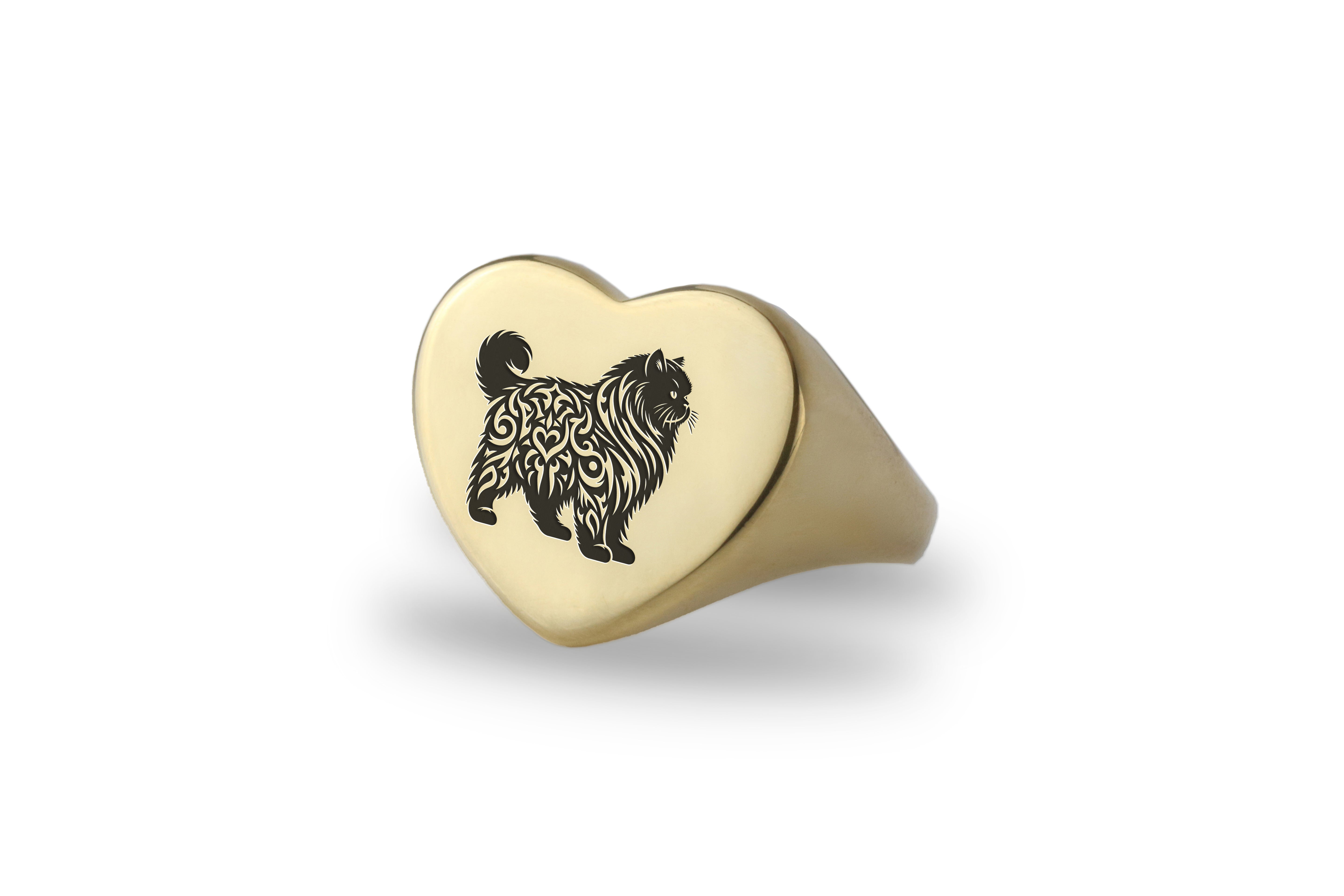 Engraved Persian Cat Ring