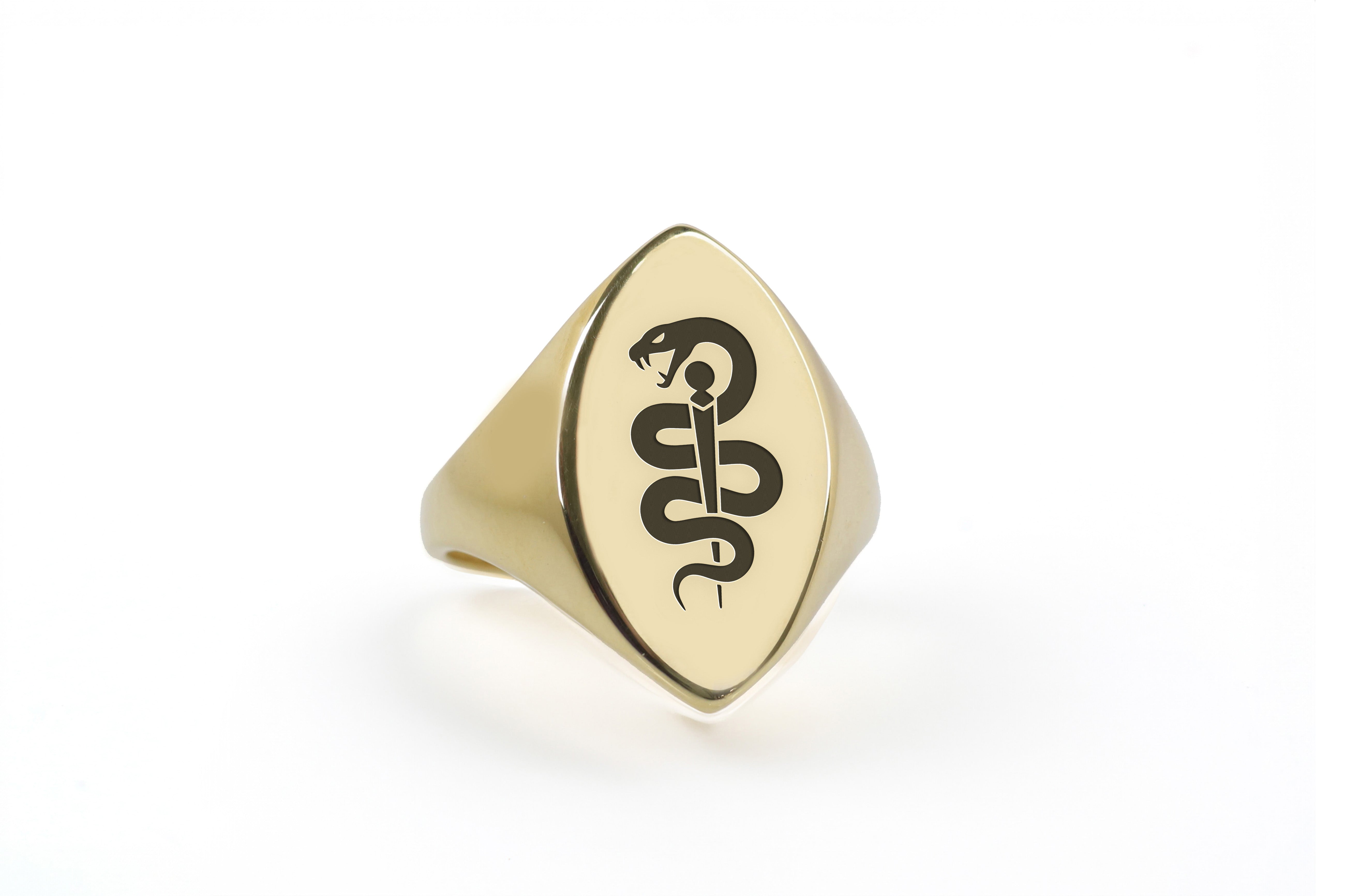 Staff of Hermes Signet Ring