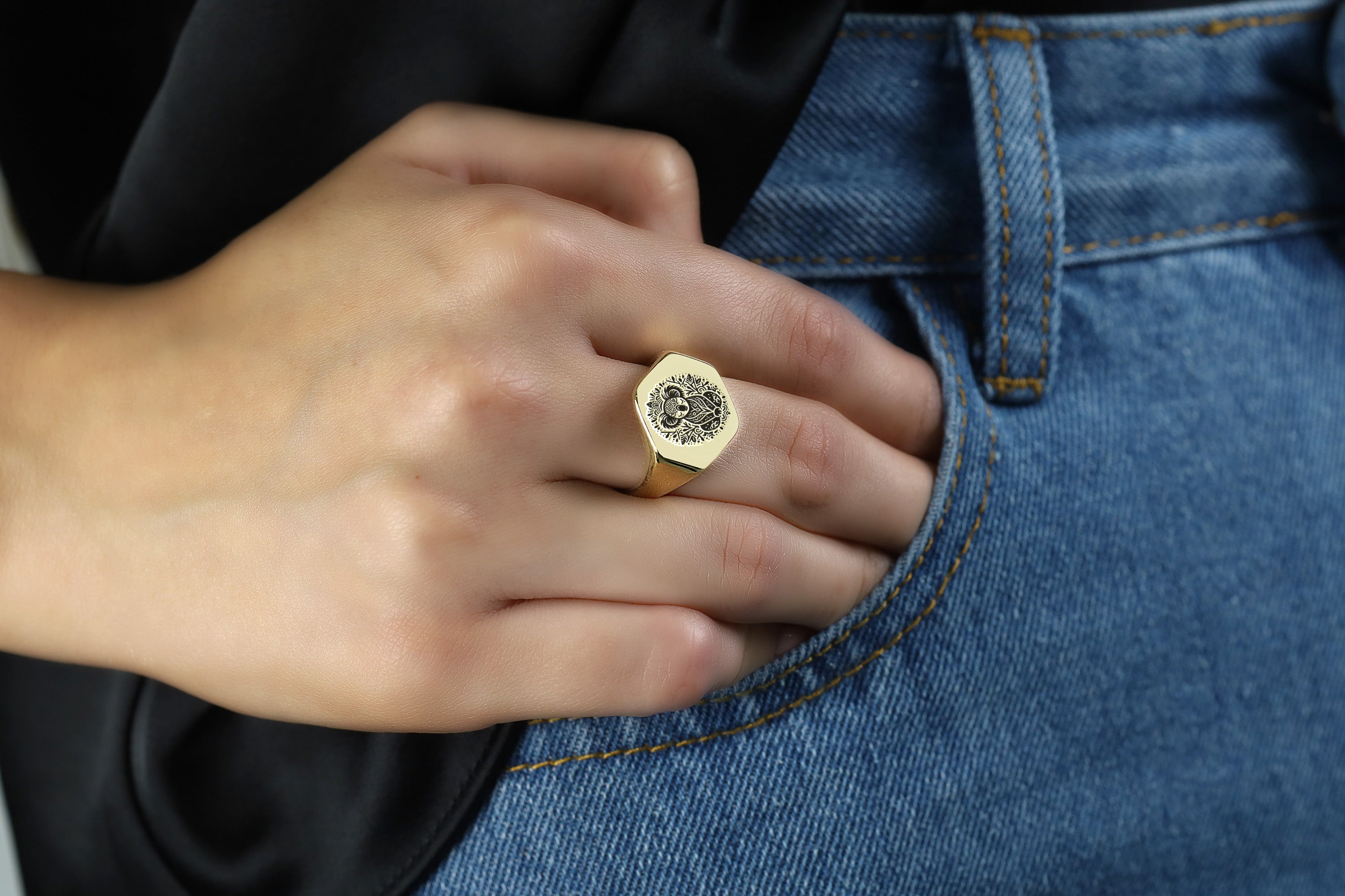 14k Gold Koala Signet Ring