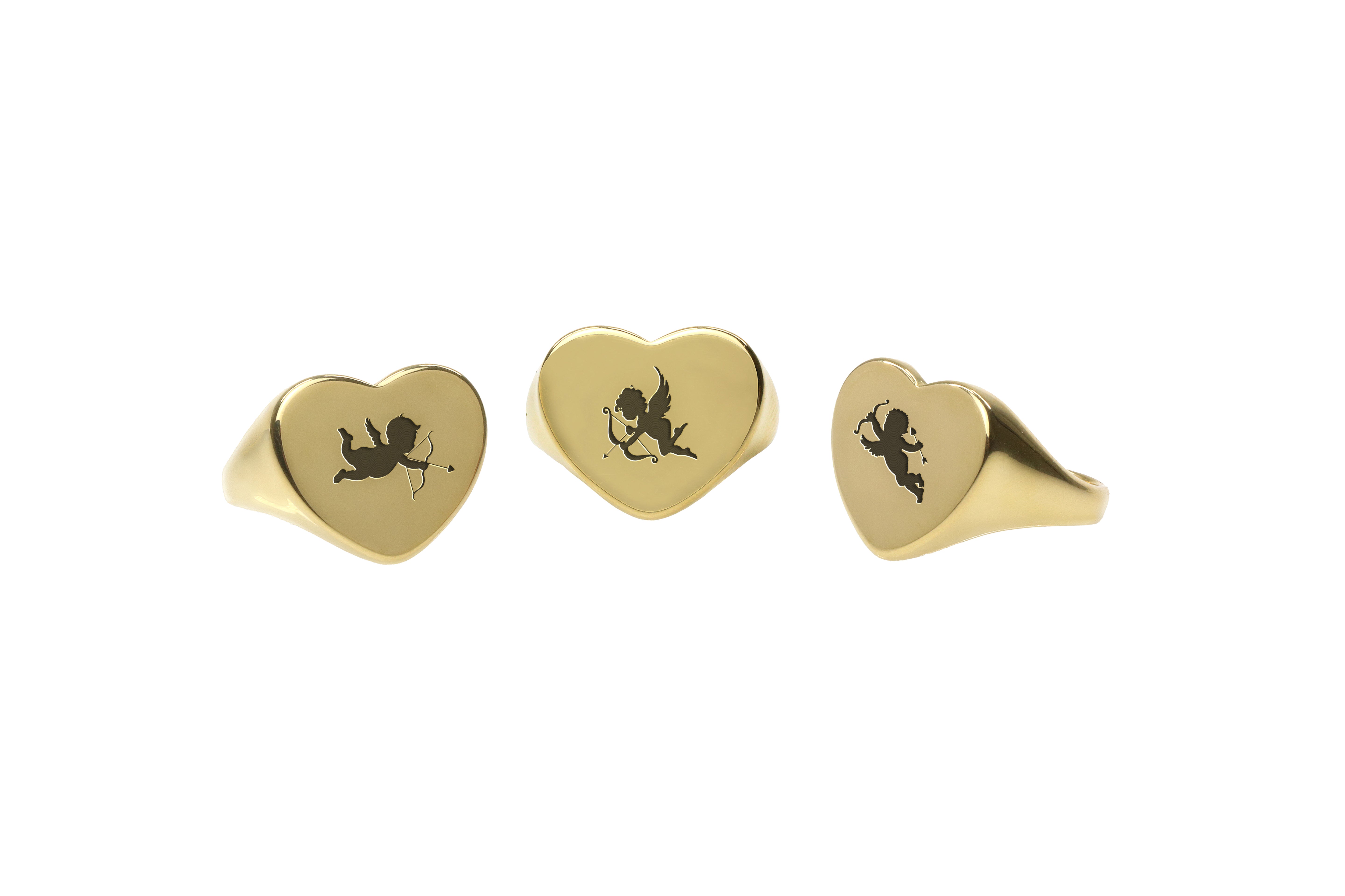 Gold Cupid Signet Ring